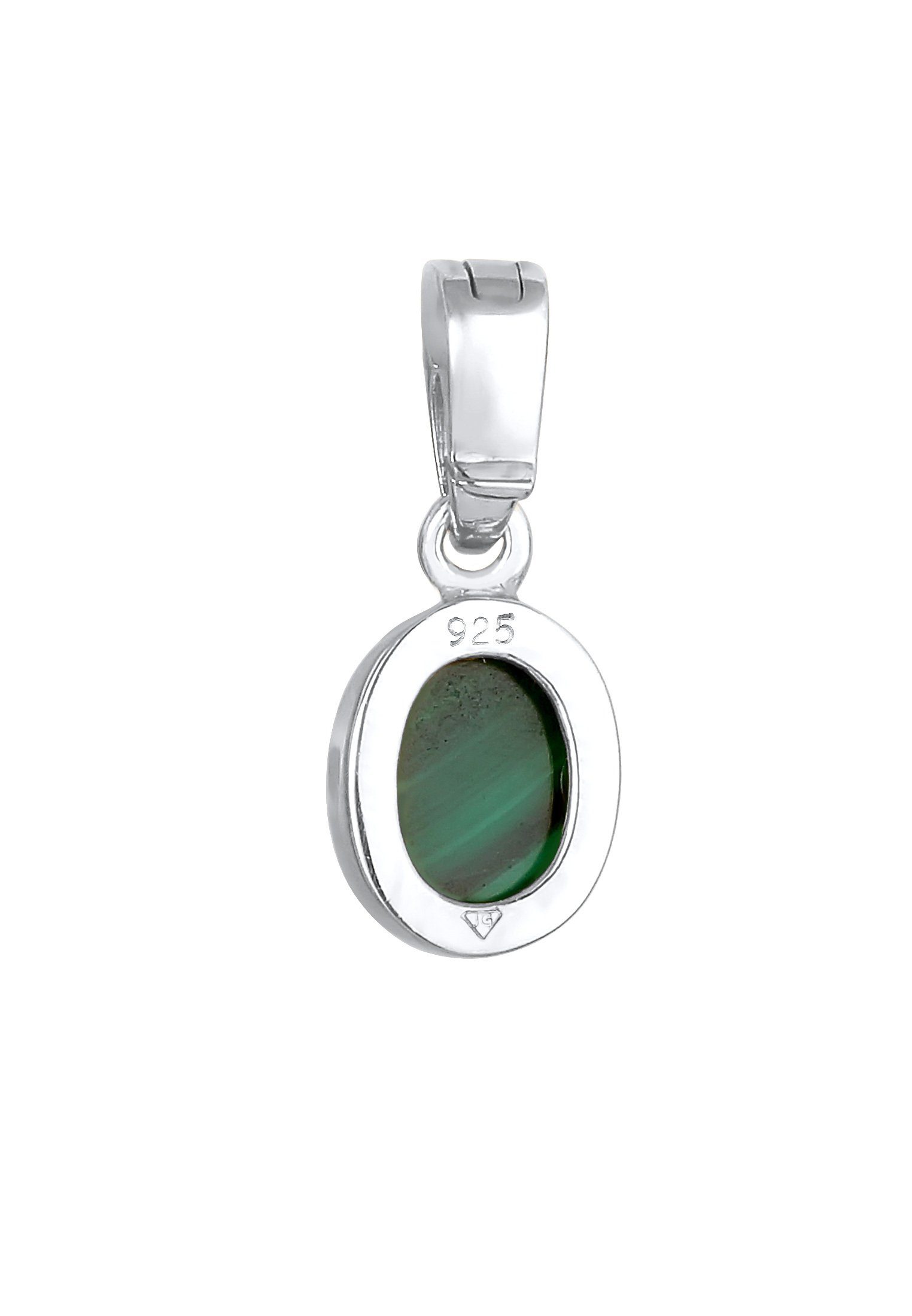 Nenalina Kettenanhänger Edelstein Malachit Cabochon Oval 925 Silber