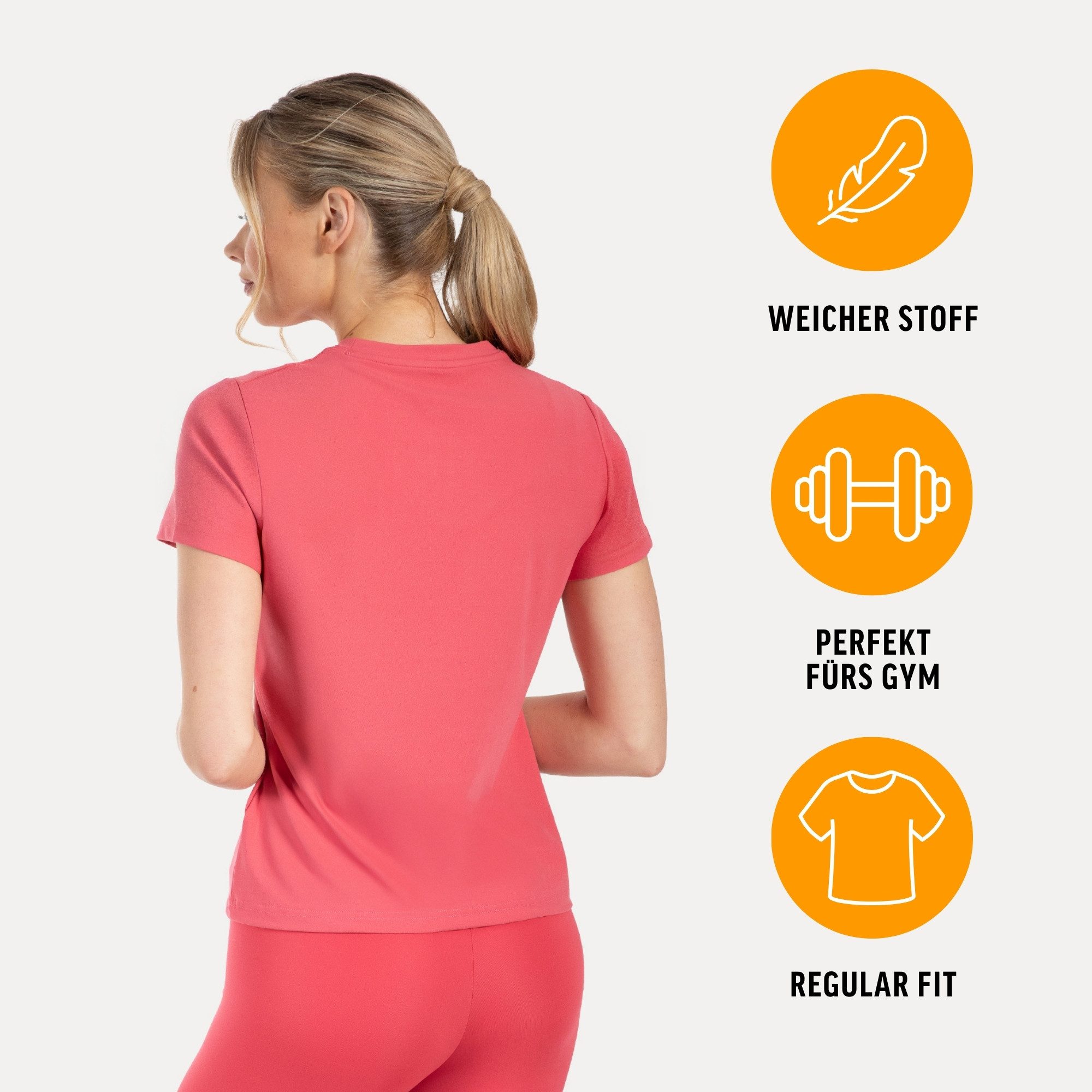 Smilodox T-Shirt Aurica, Sportshirt Basic mit 3D Rubber Print, Regular Fit, Alltag Einfarbig Leichtes Material Gym Alltag Training Komfort