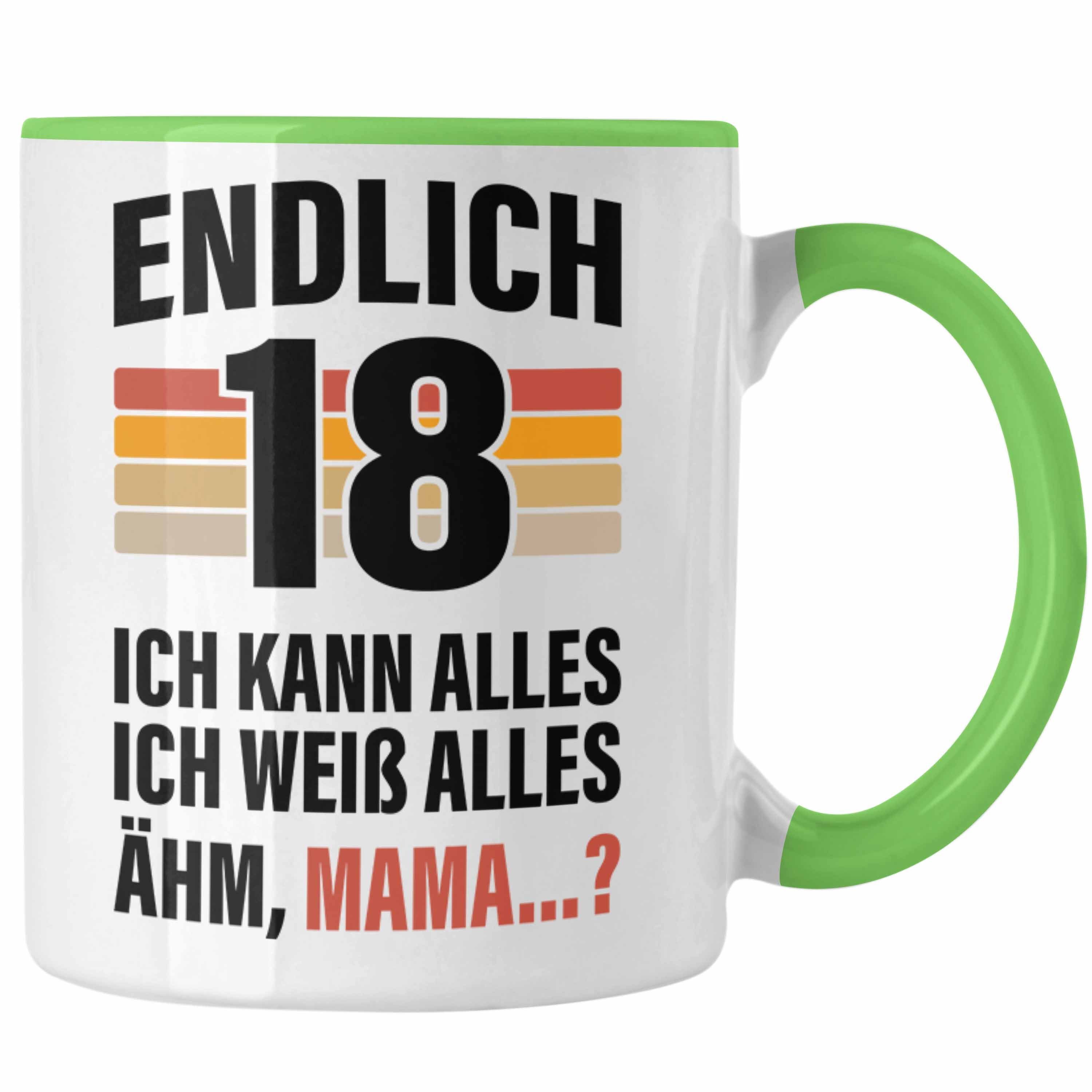 Trendation Tasse alt Geburtstag Mädchen Geschenkidee Tasse 18. Jahre Tochter Junge - Grün 18 Sohn Trendation