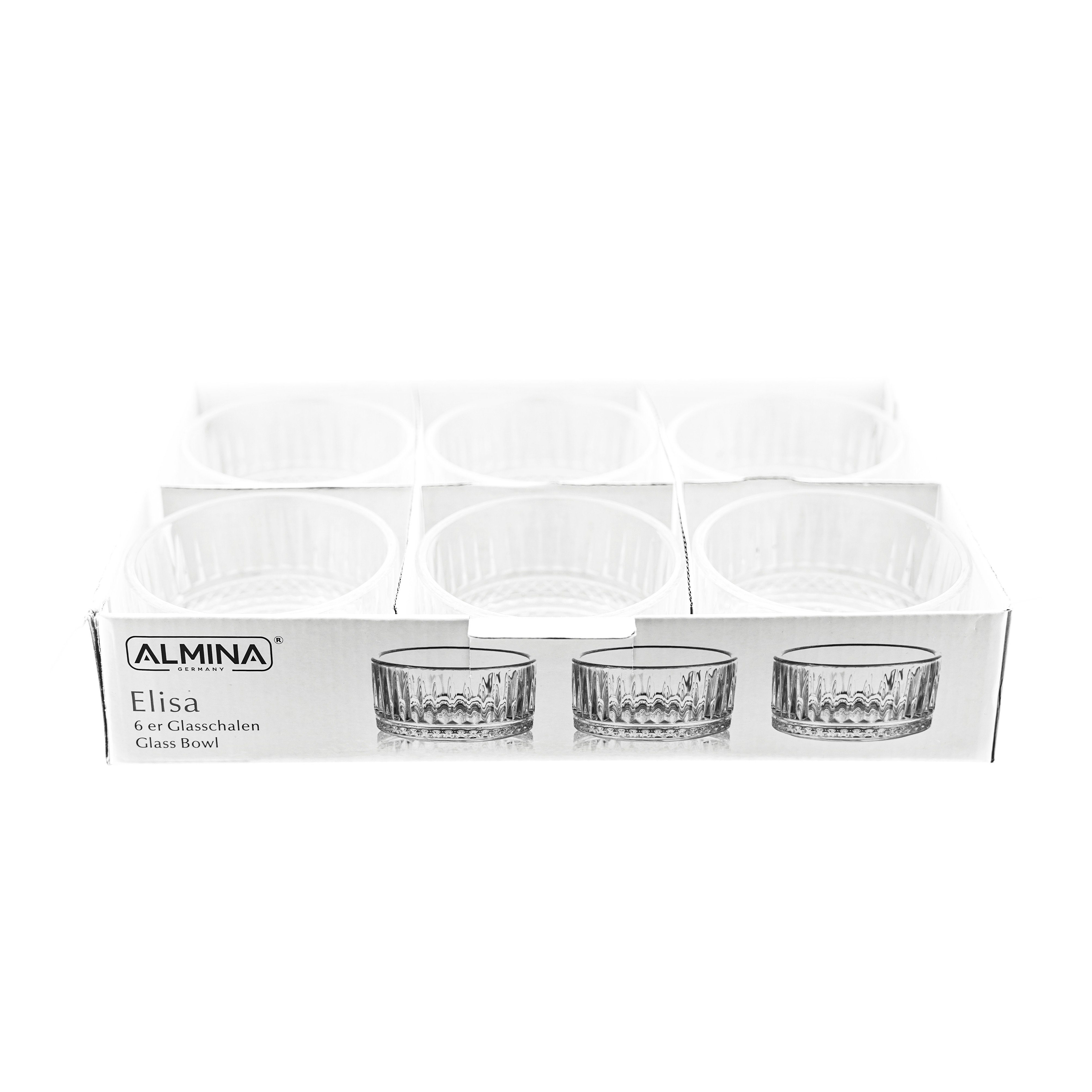 Almina Schale Elisa Glasschalen-Set 6-Teilig Transparent mit Riffle Design 300 ml, Glas, (6-tlg) – Bild 4 von 4