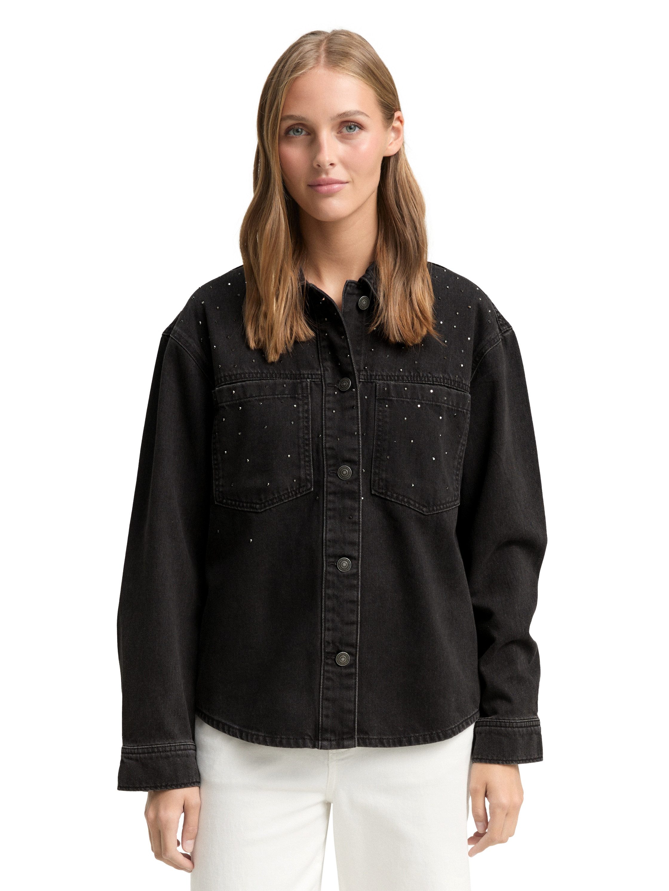 TOM TAILOR Denim Jeansjacke mit Strasssteinen