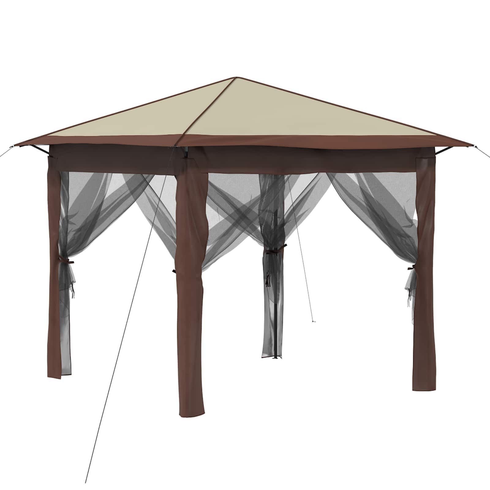 vidaXL Partyzelt Gazebo mit 4 Seitenwänden 2,6 x 2,6 m Creme und Braun