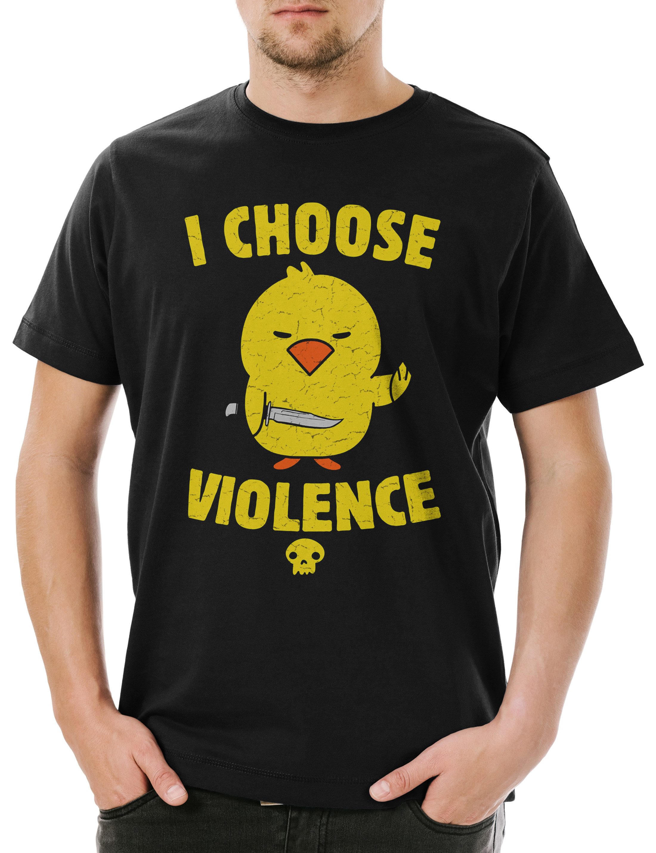 Urban Backwoods Print-Shirt I Choose Violence Rubber Duck Herren T-Shirt Gummiente Entchen Küken (1-tlg) Fun Spaß Lustig