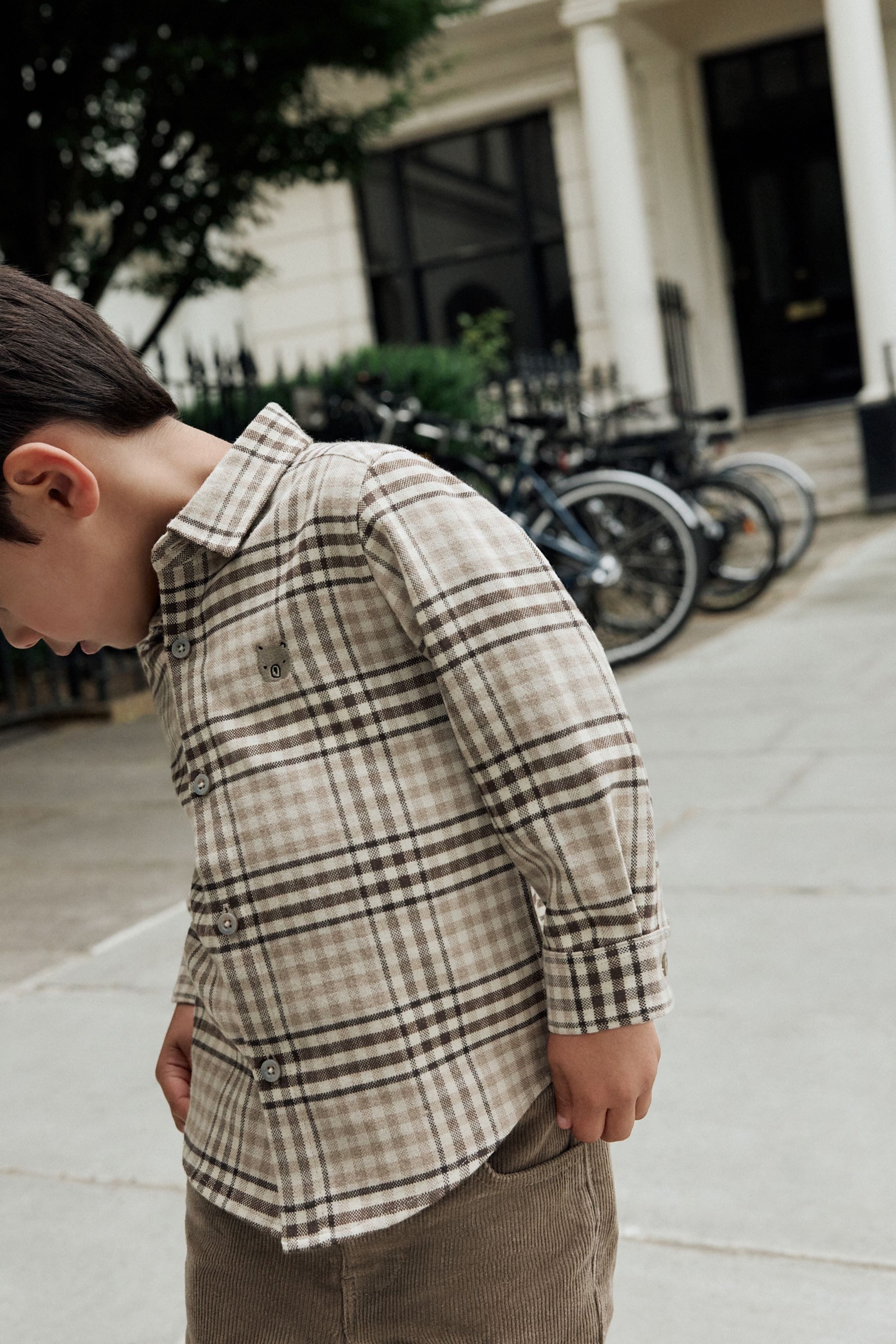 Next Langarmhemd Kariertes Langarmhemd mit Motiv günstig online kaufen