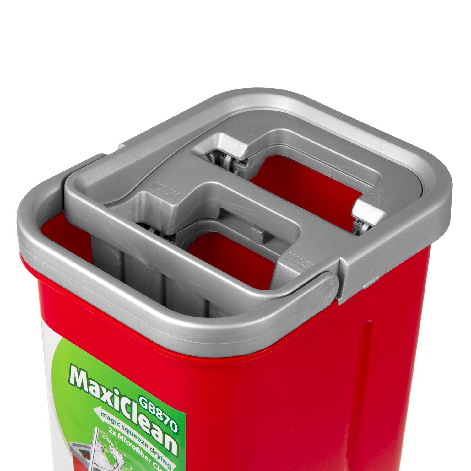 GreenBlue Wischmopp GB870 Flachmopp Set mit 2 in 1 Putzeimer 5,7L, 5,7L-Eimer mit 2-Kammer-System zur Nass- u. Trockenreinigung