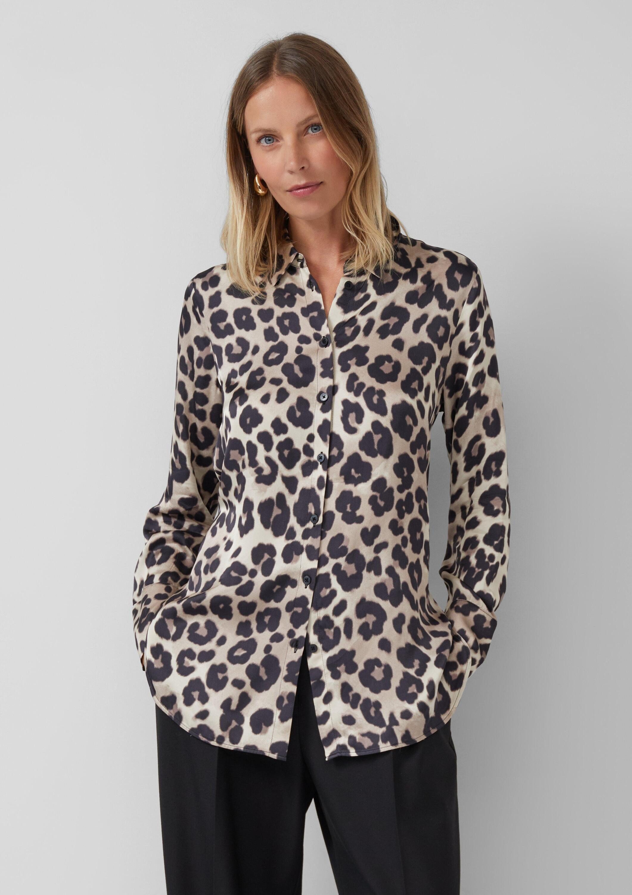 s.Oliver Langarmbluse Bluse Hemdbluse mit All-over-Print günstig online kaufen