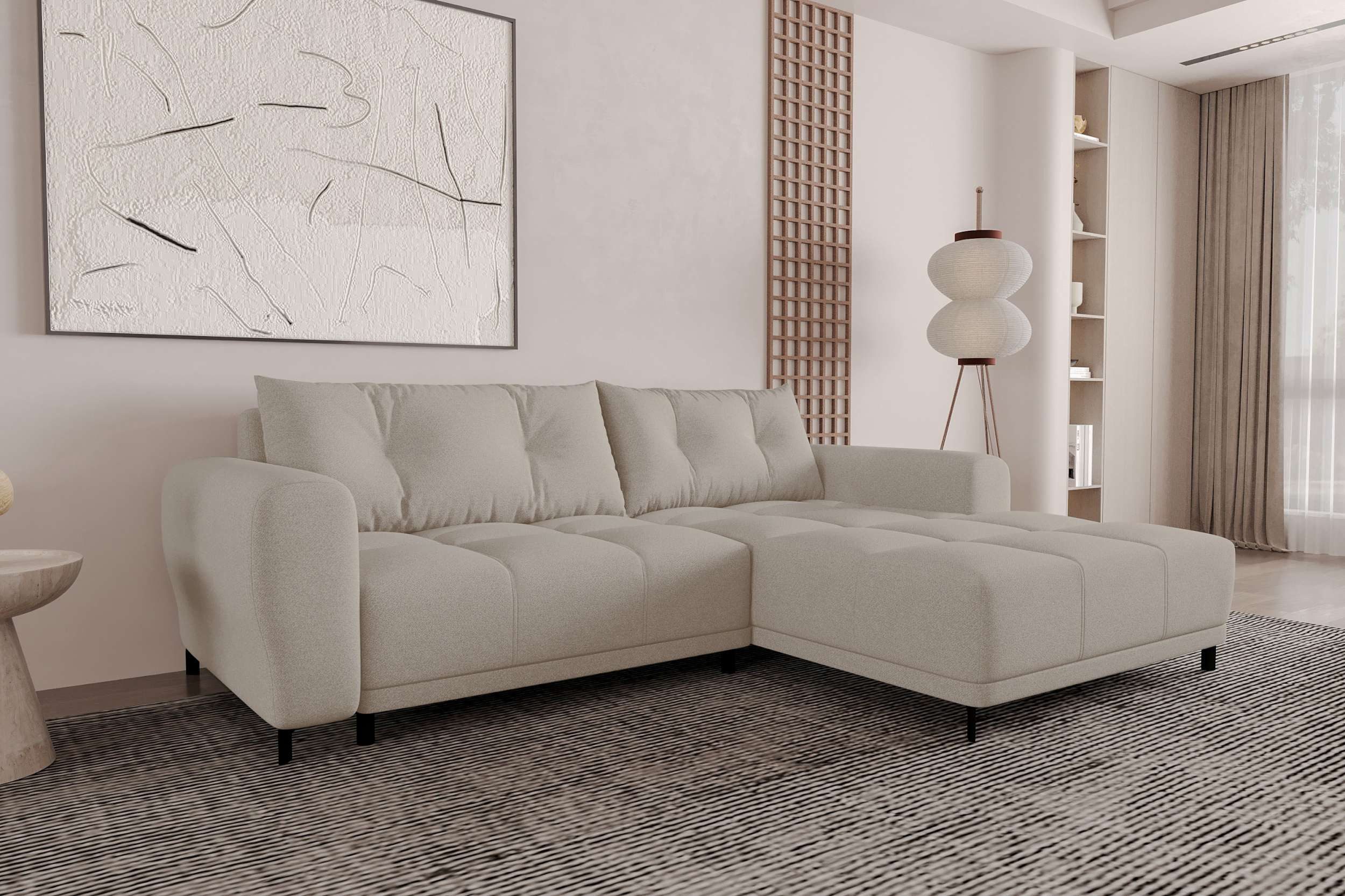 99rooms Ecksofa Massimo, Sofa L-Form, Eckcouch, mit Schlaffunktion,Rundumbezug, in Strukturstoff NEVE