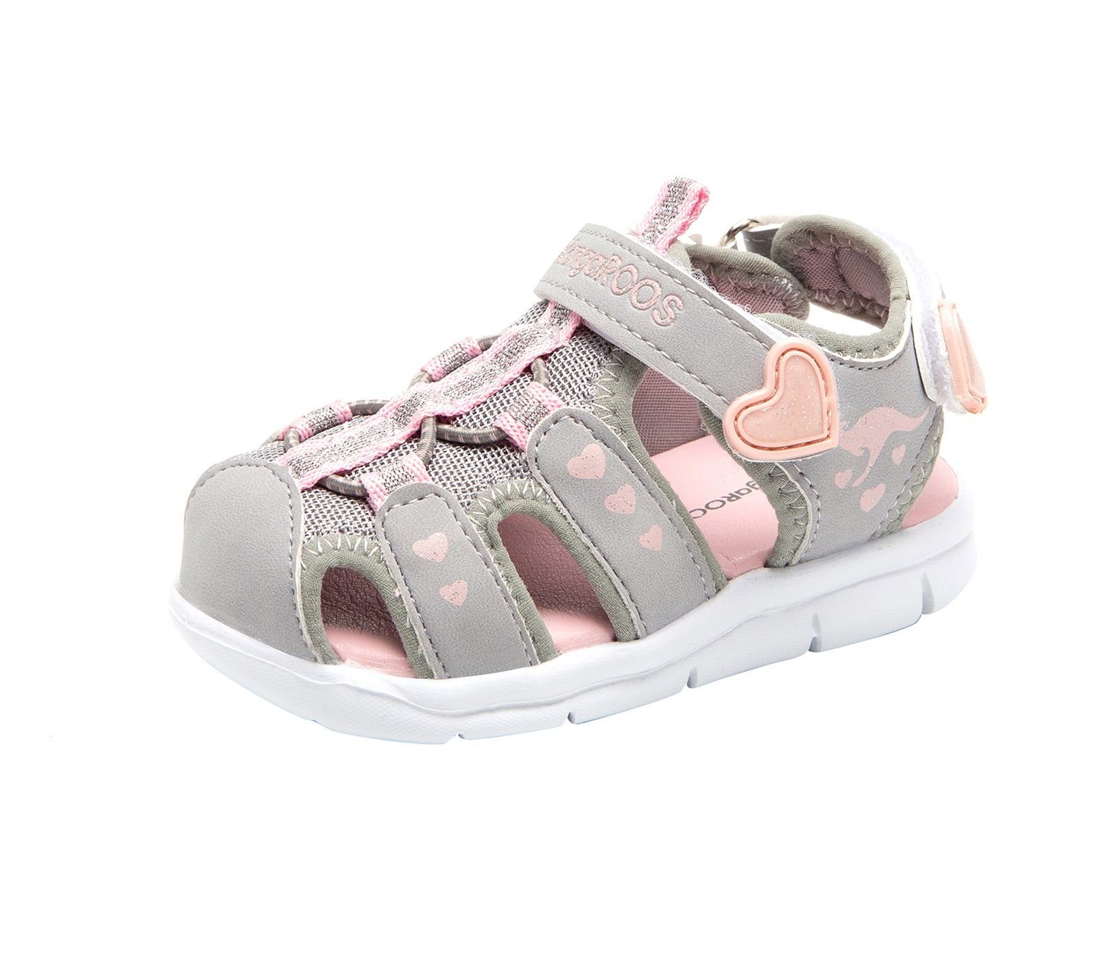 KangaROOS KangaROOS Kinder Sandale K-Mini 02035-2109 Vapor Grey/English Rose Glitter Sandalette