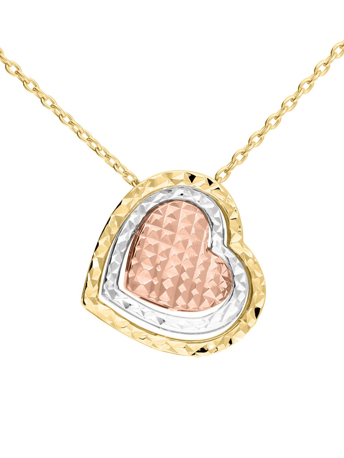 Herzkette Damen Kette Gold 333 (8 Karat) mit 3 Anhängern VARIO