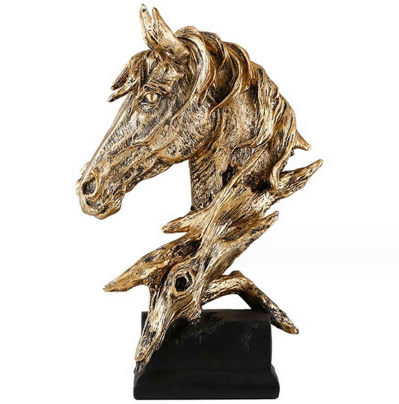 BAYLI Skulptur Pferdekopf Skulptur auf Sockel - Kunstharzstatue für Zuhause - Pferdes
