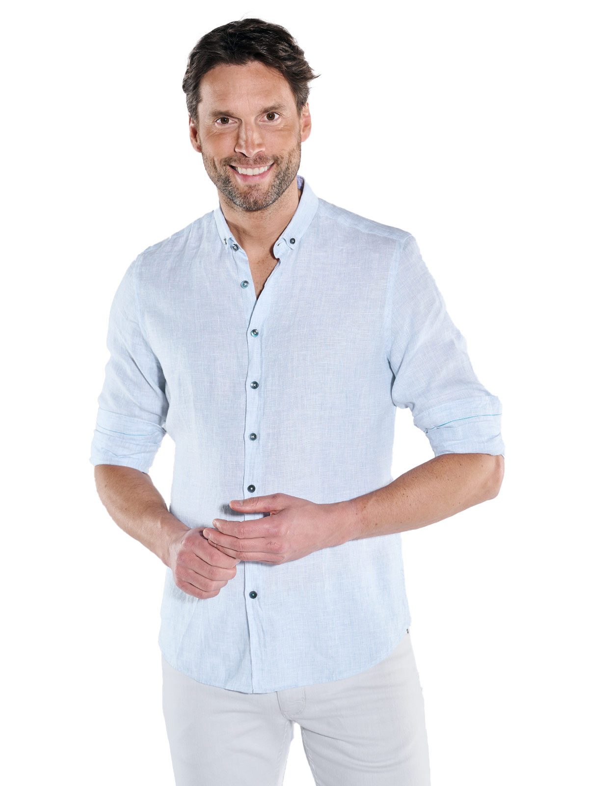 Langarmhemd Langarm-Hemd aus Leinen