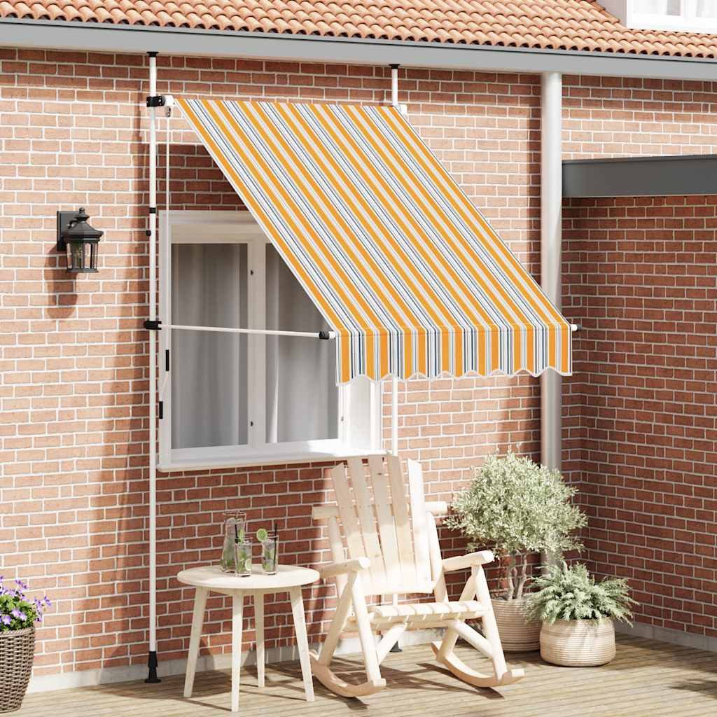 furnicato Markise Einziehbare Handbetrieben 150 cm Gelb/Blau Gestreift (1-St)
