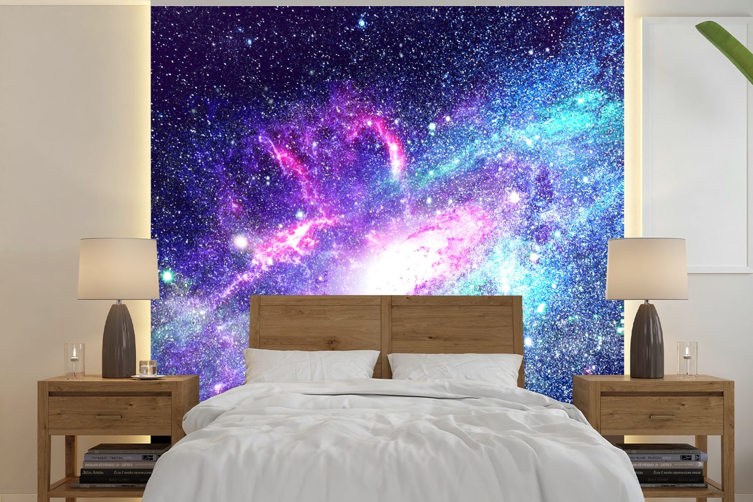 MuchoWow Fototapete Weltraum - Sterne (5 Tapete St), oder bedruckt, Matt, - Schlafzimmer, Blau, Wandtapete für Vinyl Wohnzimmer