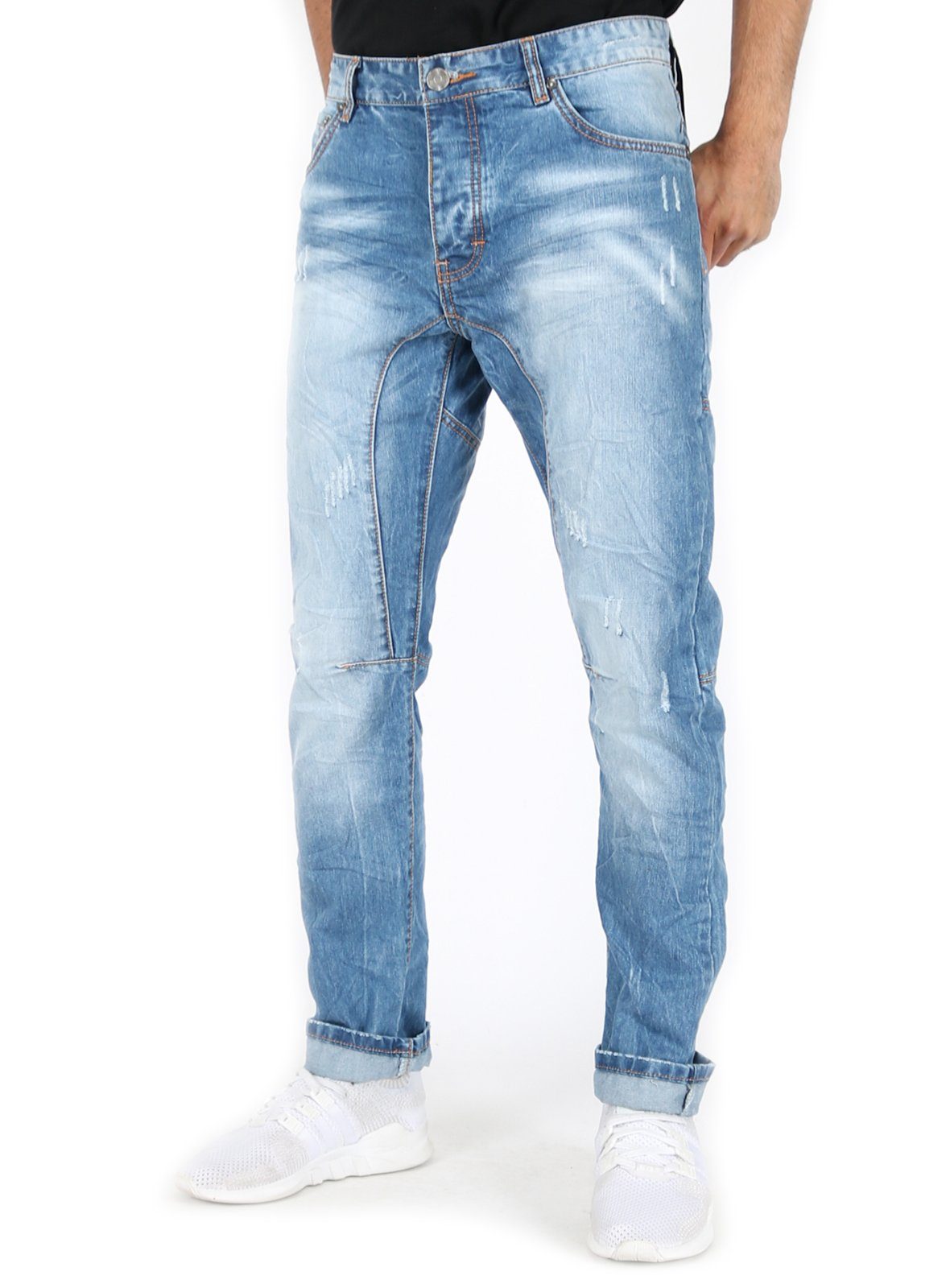 Vintage Kontrastnähten - mit ST-03046#D Hose Justing Tapered-fit-Jeans