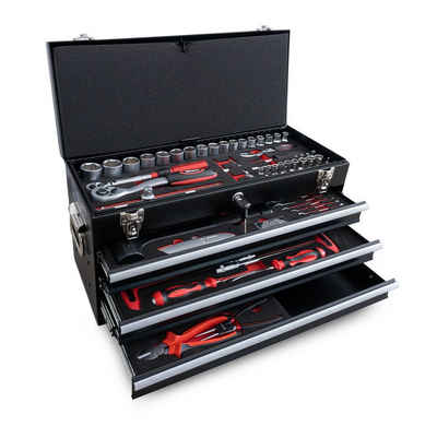 Weber GmbH Werkzeugset MX Werkzeugkiste mit 3 Schubladen und Klappdeckel, (Für Motorrad, Motocross und Enduro), Motorrad Werkzeug Set