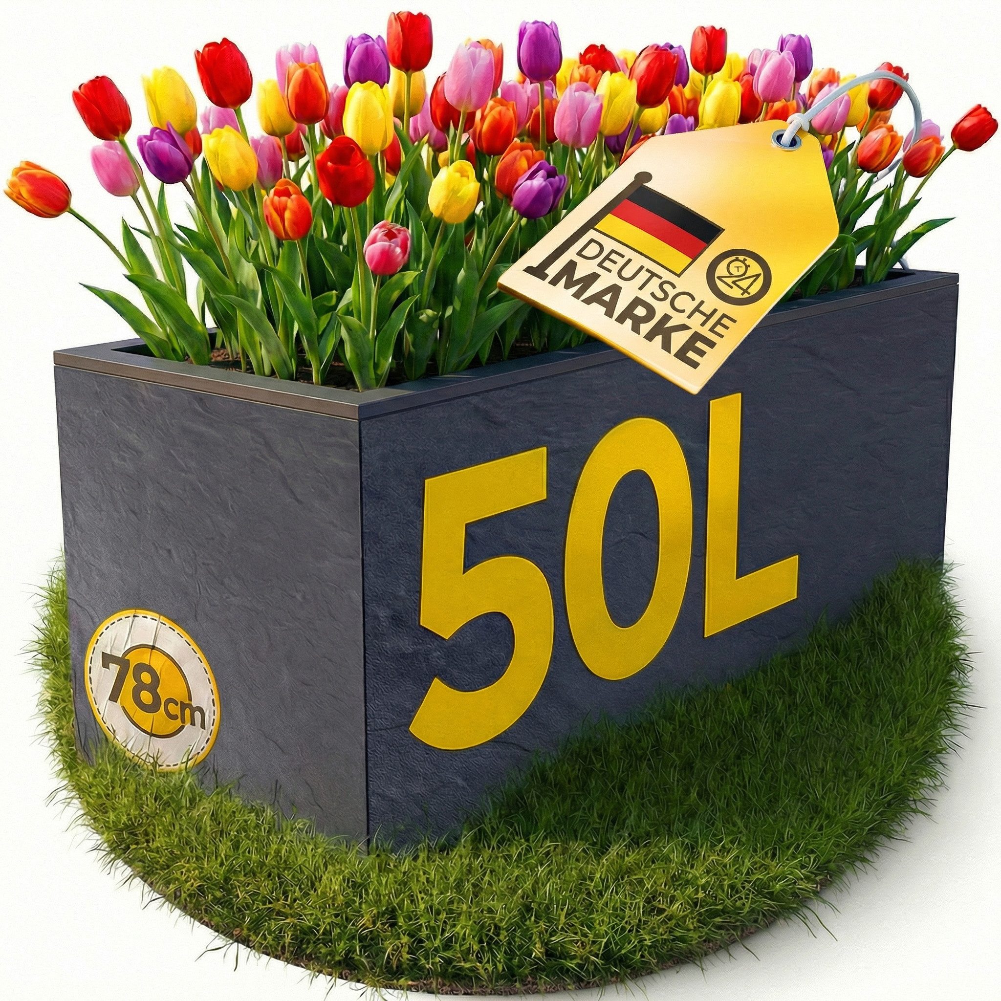 ONDIS24 Pflanzkübel Ondis24 Blumenkübel Vulkano, 50L Blumenkasten (1 St), mit cleverem Wasserspeicher am Boden