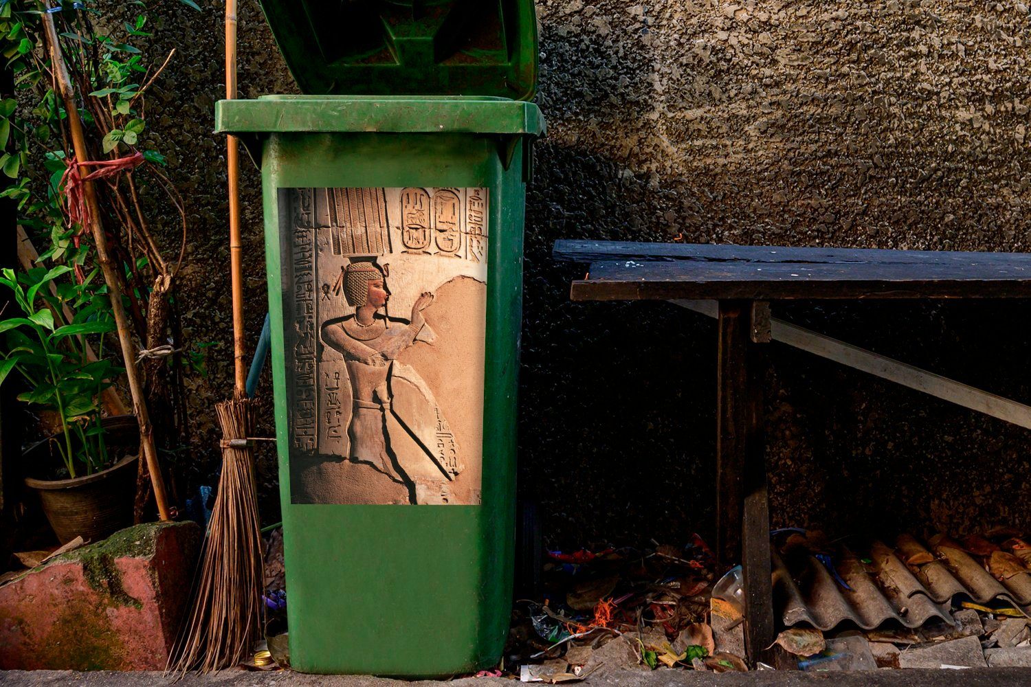 Wandsticker (1 Container, Säule in Abfalbehälter Mülltonne, Sticker, Mülleimer-aufkleber, St), MuchoWow Pharao