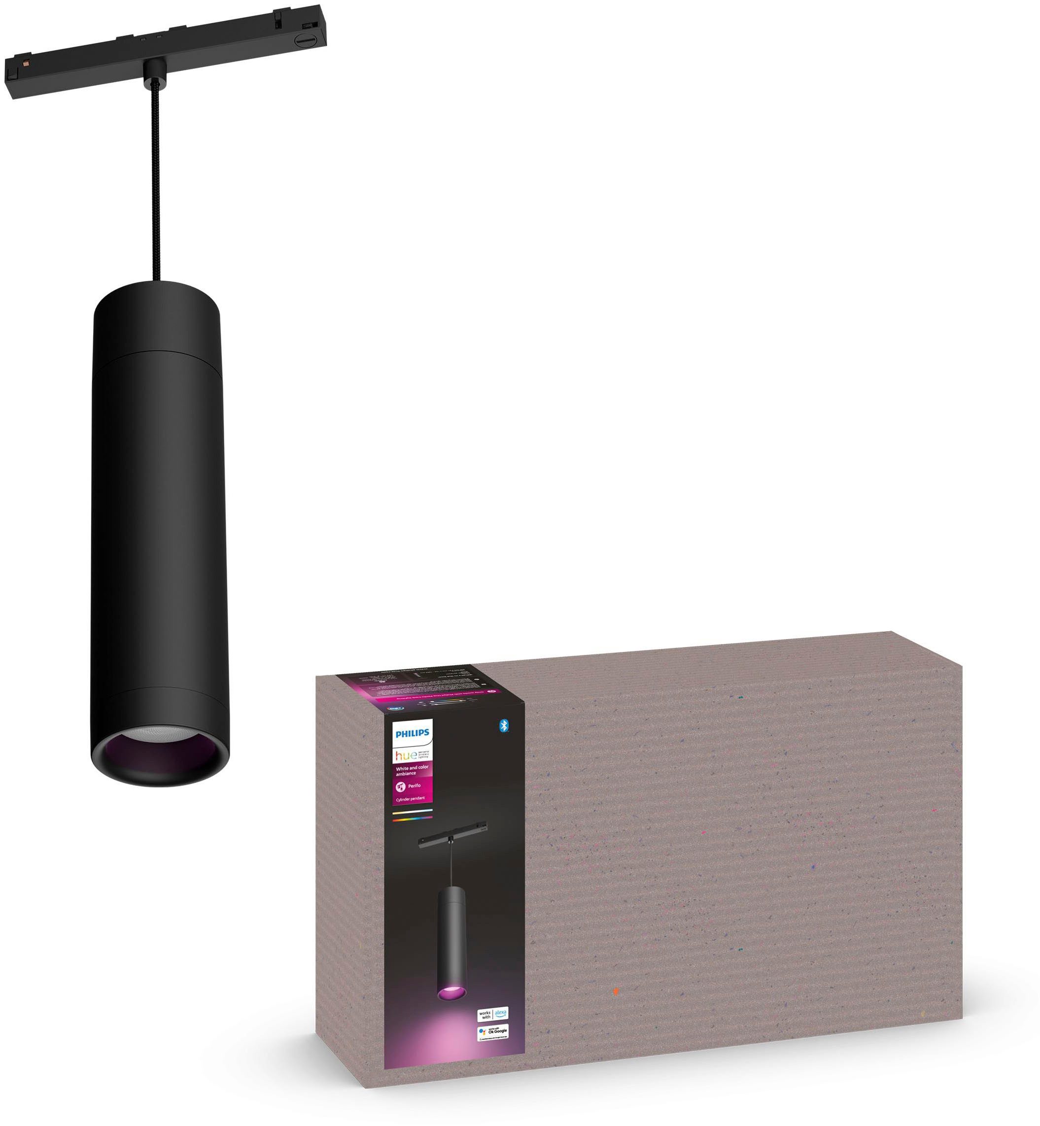 Philips Hue Schienensystem-Leuchten Perifo Schienensystem Erweiterungs-Pendel, Dimmfunktion, LED fest integriert, Farbwechsler, 510 lm, 2000-6500 K, Leuchtdauer 25.000 Stunden, Made in Europe