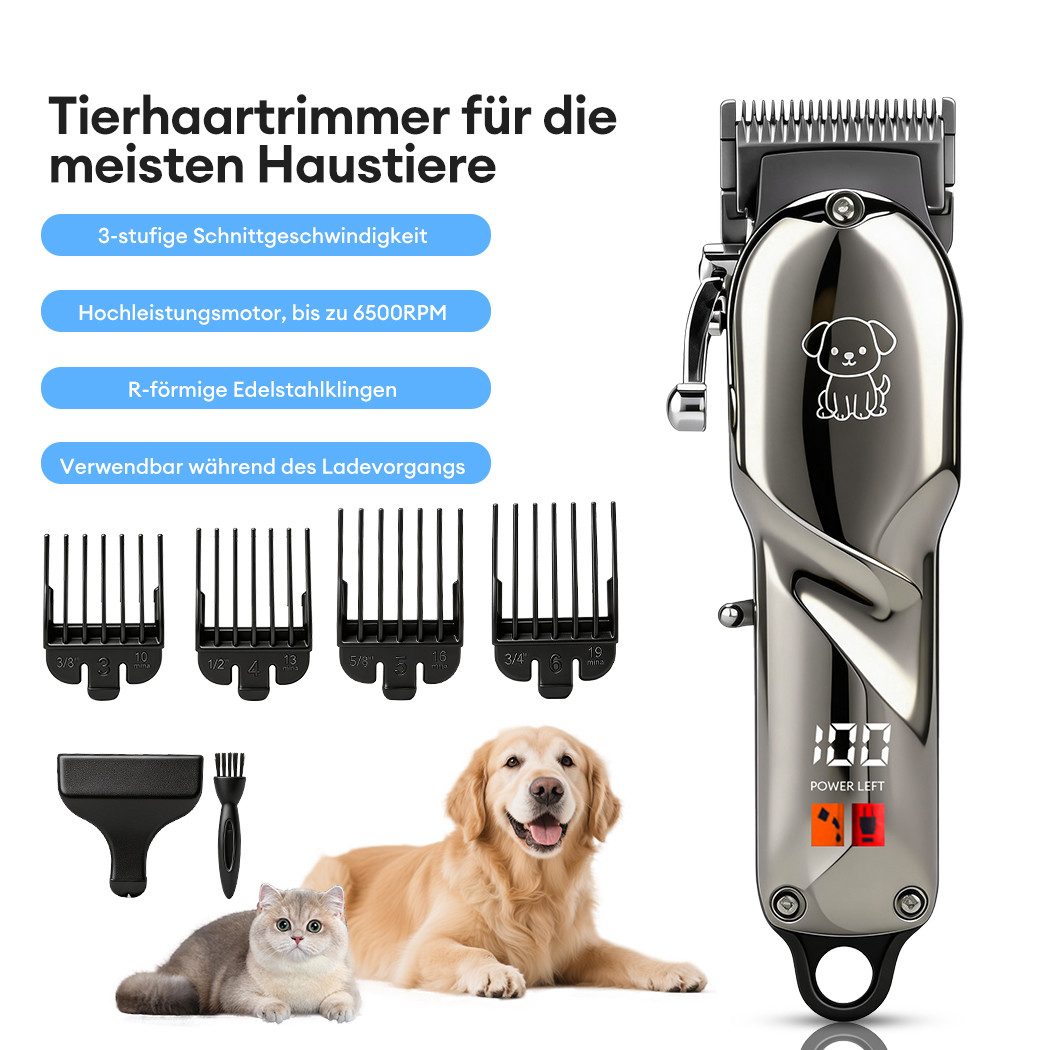 CkeyiN Pro Hundeschermaschine für Hund und Katze,Tierhaarschneidemaschine Profi,Schermaschine Set, mit 4 Aufsteckkämme,Geräuscharm, Komplett ausgestattet,für Alle Arten von Haustieren