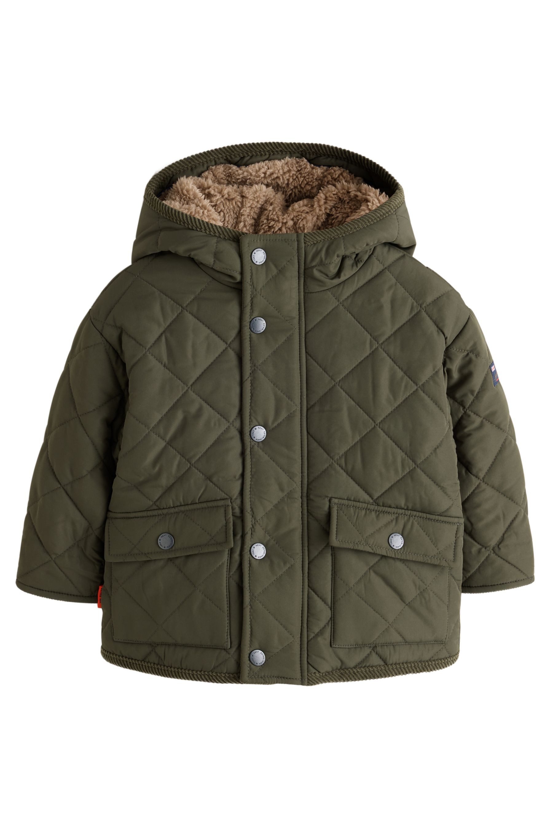 Next Steppjacke Steppmantel mit Teddykunstfellfutter (1-St)