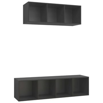 vidaXL TV-Schrank 2-tlg. TV-Schrank-Set Grau Holzwerkstoff (1-St)