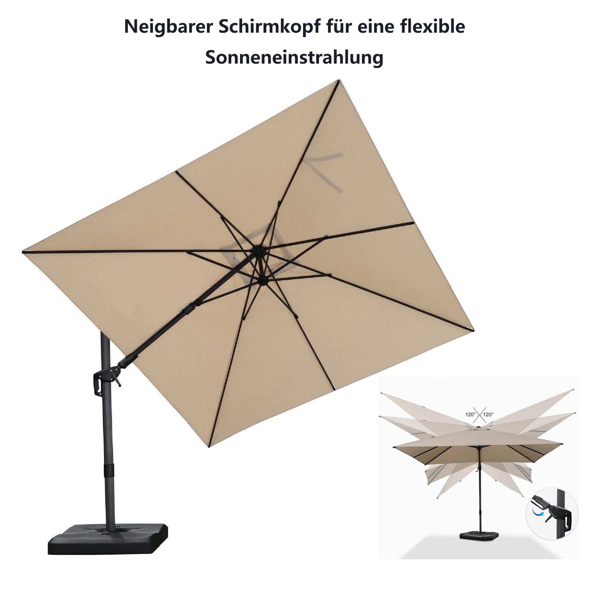 PURPLE LEAF Ampelschirm Quadratischer Terrassenschirm, Seitlich günstig online kaufen