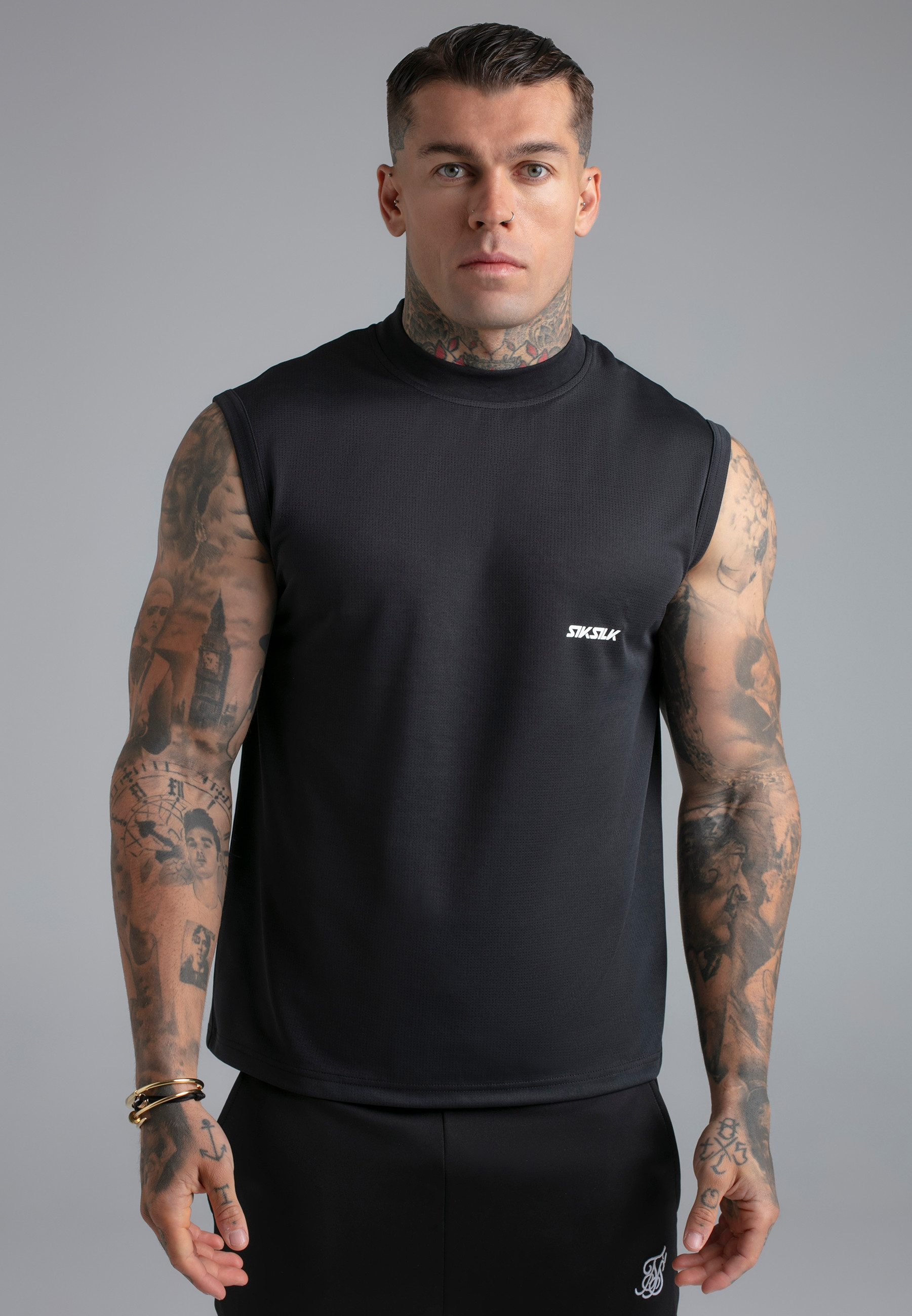 Siksilk Tanktop SikSilk Herren Schwarz Sleeveless T-Shirt