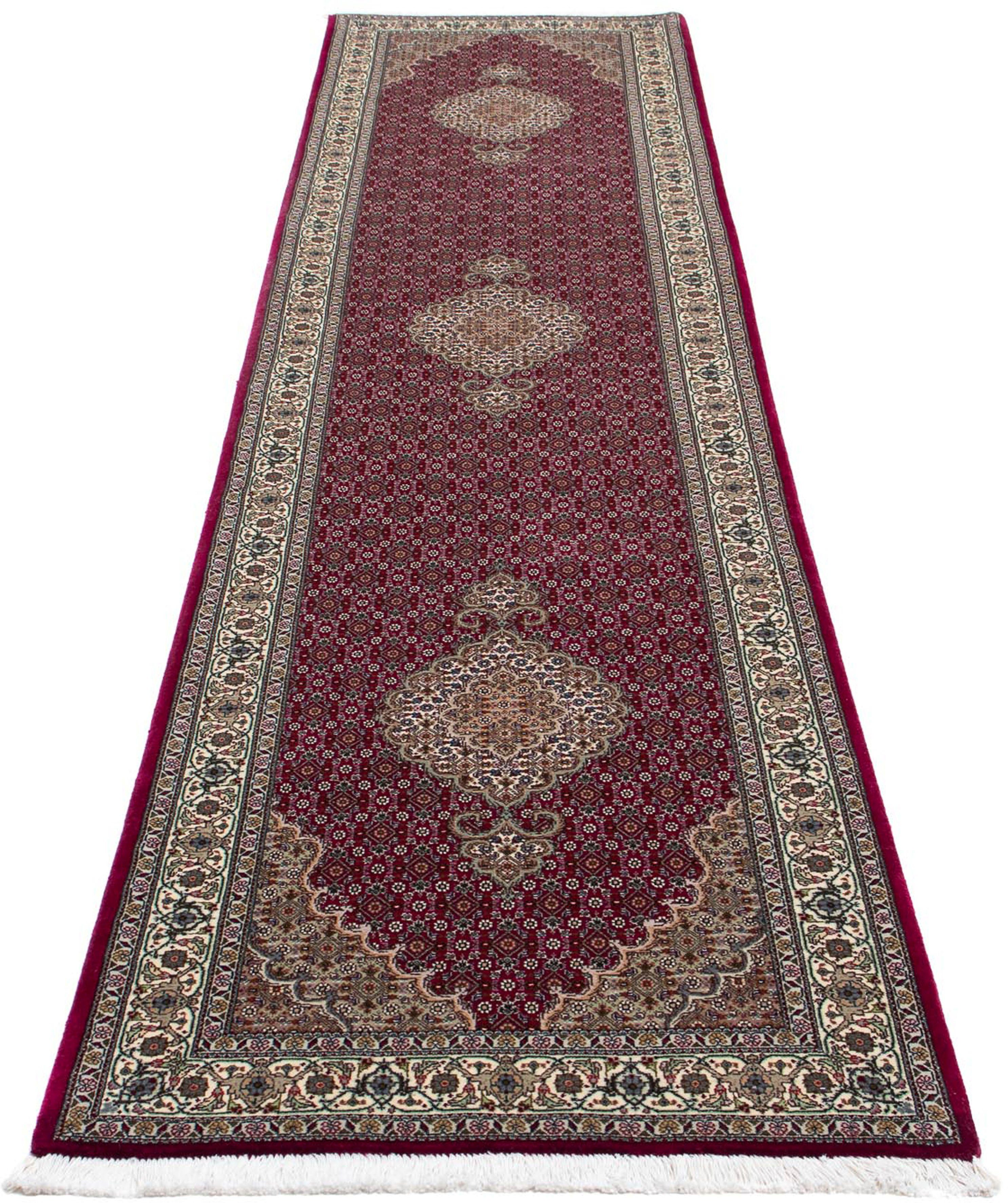 Orientteppich Perser - Täbriz - 344 x 80 cm - dunkelrot, morgenland, rechteckig, Höhe: 10 mm, Wohnzimmer, Handgeknüpft, Einzelstück mit Zertifikat