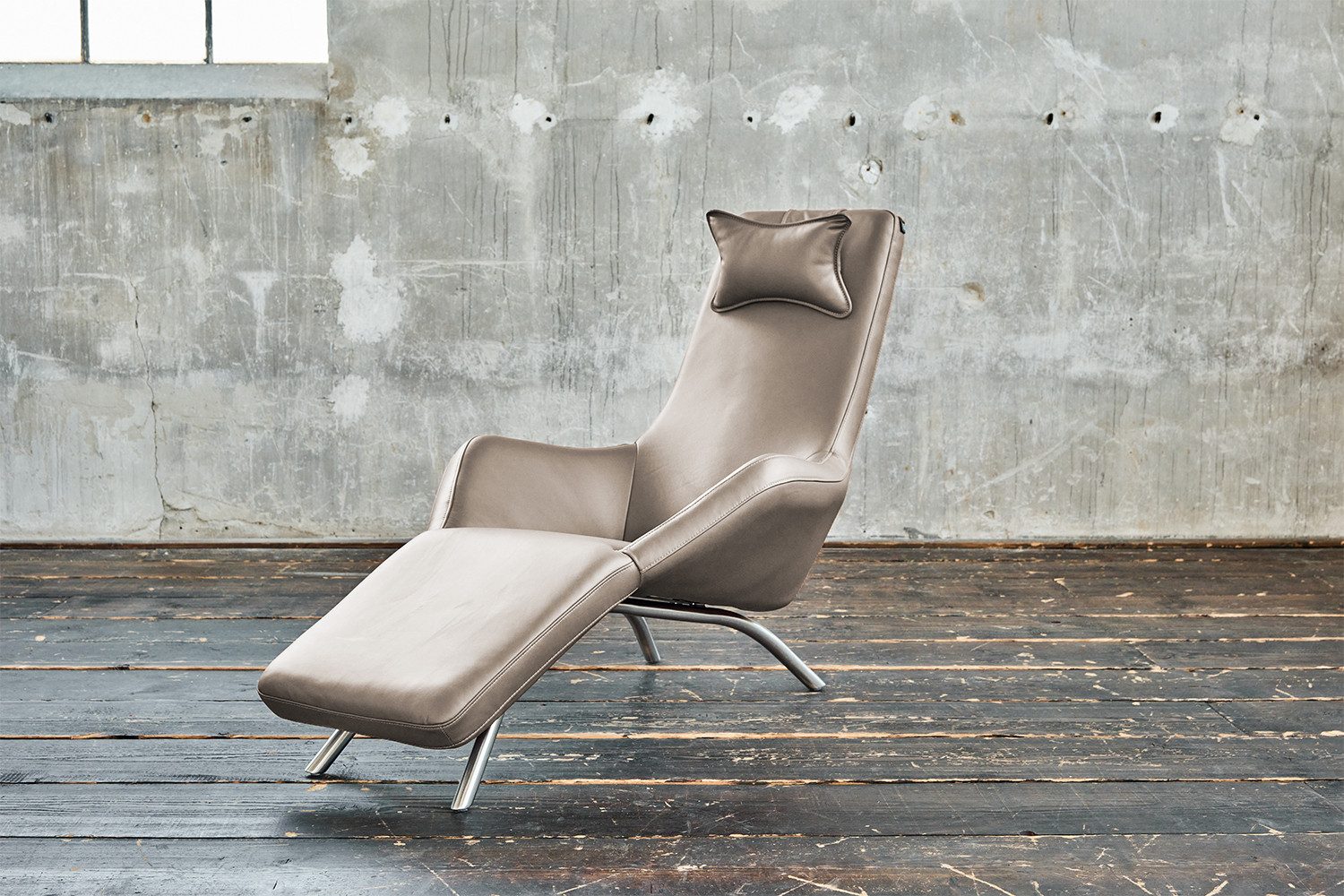 KAWOLA Relaxliege CAVAL Sessel Leder - Komfort & Entspannung - Wohnzimmer, Echtleder, Edelstahl, hohe Ergonomie für maximalen Komfort