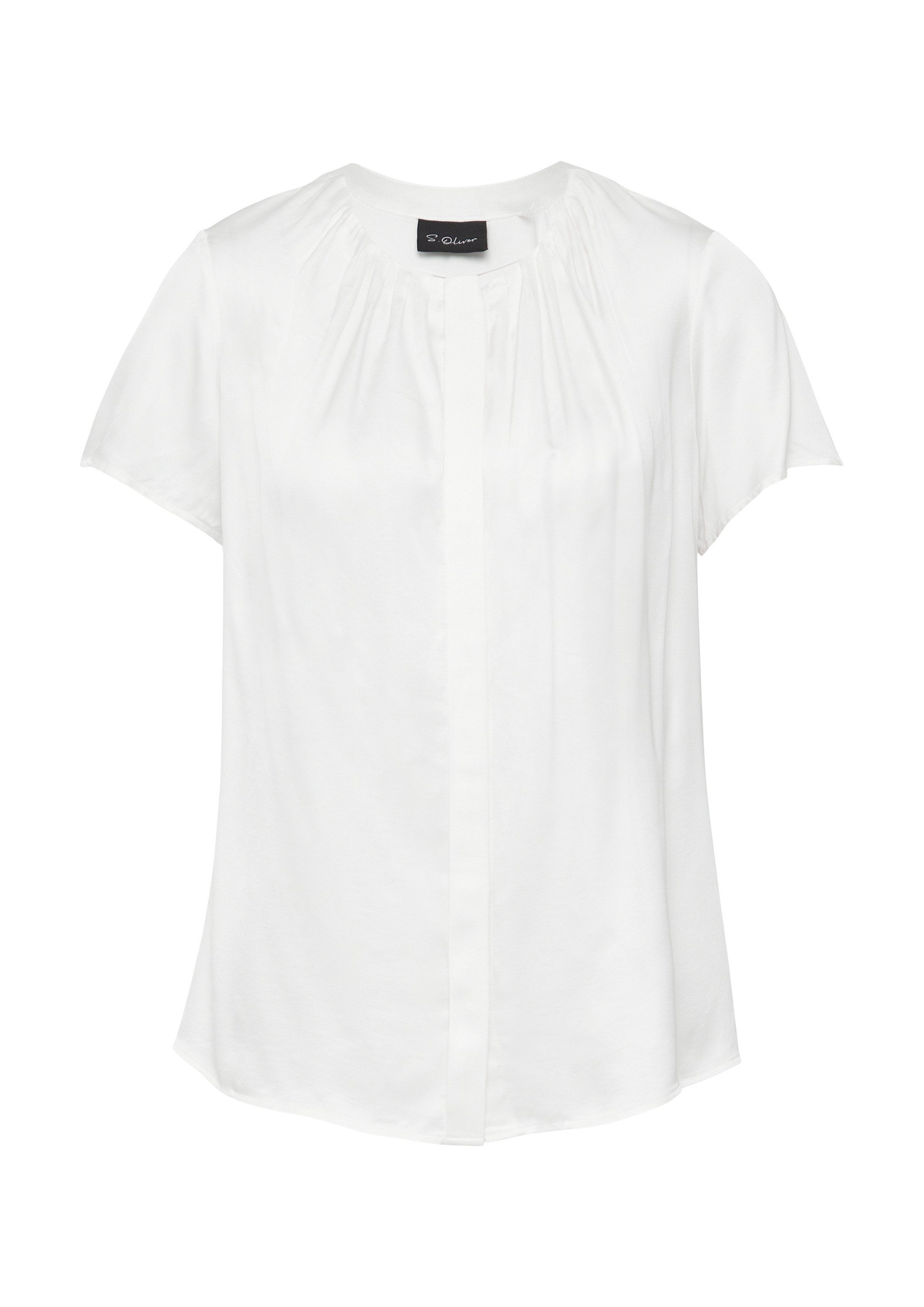 s.Oliver Kurzarmbluse Bluse Satinbluse aus Viskose mit verdeckter Knopfleis günstig online kaufen