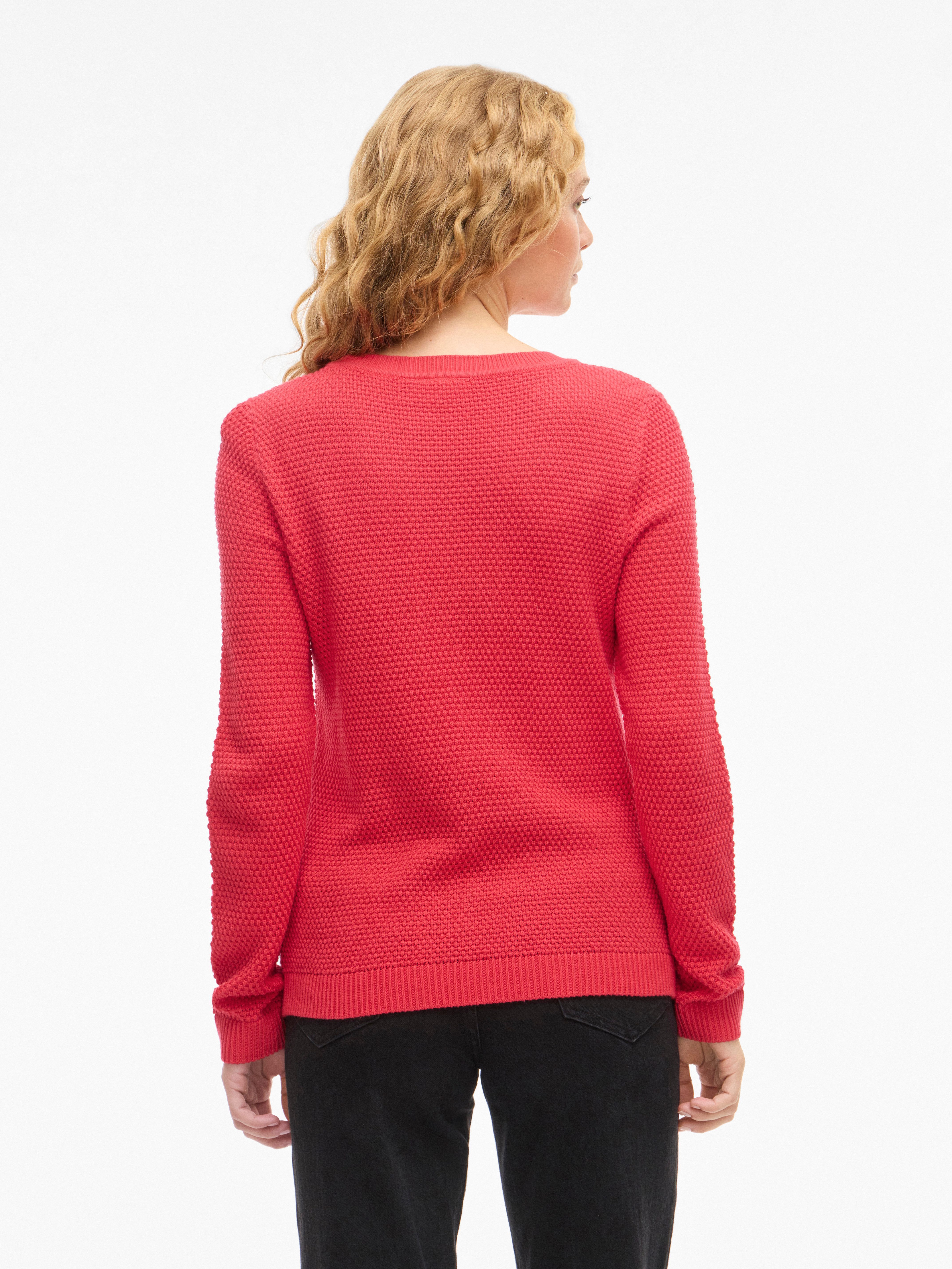 Vila Rundhalspullover VIDALO O-NECK L/S KNIT TOP- NOOS Baumwolle, regular fit