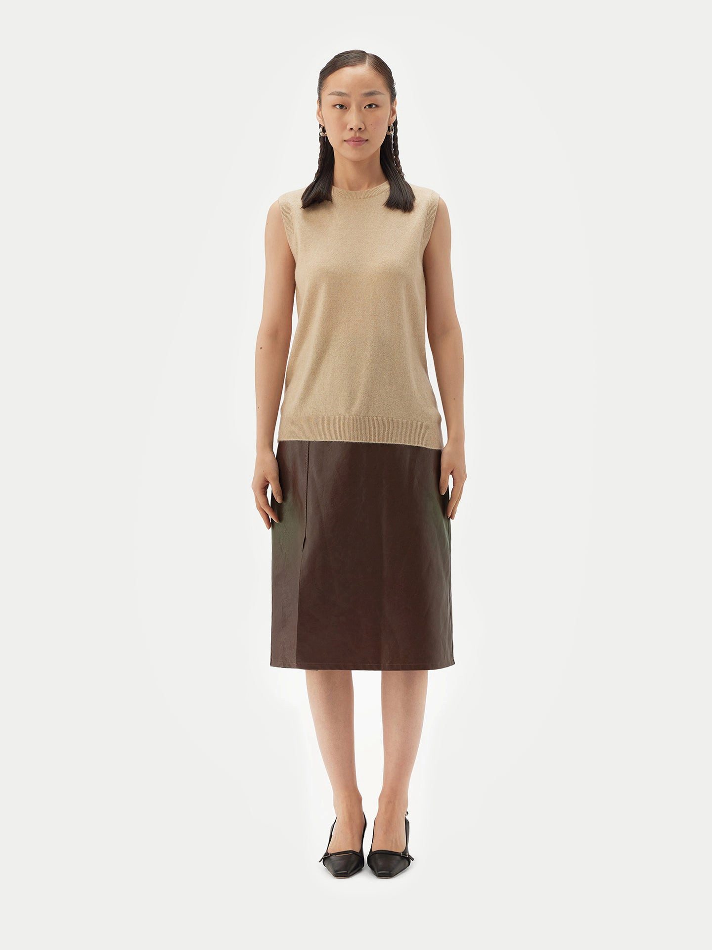 GOBI Cashmere Stricktop Damen Kaschmir-Weste mit Rundhalsausschnitt