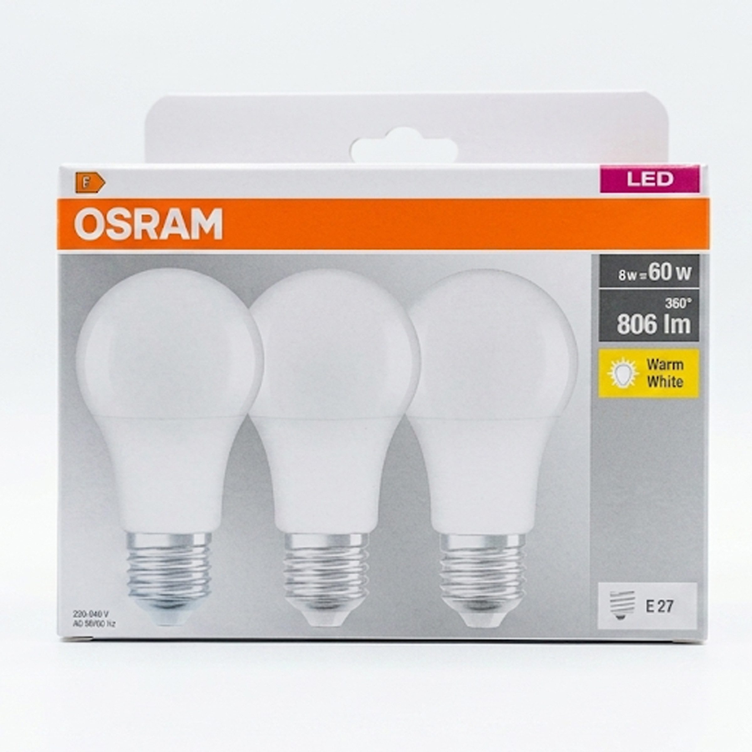 Osram LED-Leuchtmittel Osram LED Classic A60 – 8W E27 Warmweiß Matt (30er Pack), 30 St.