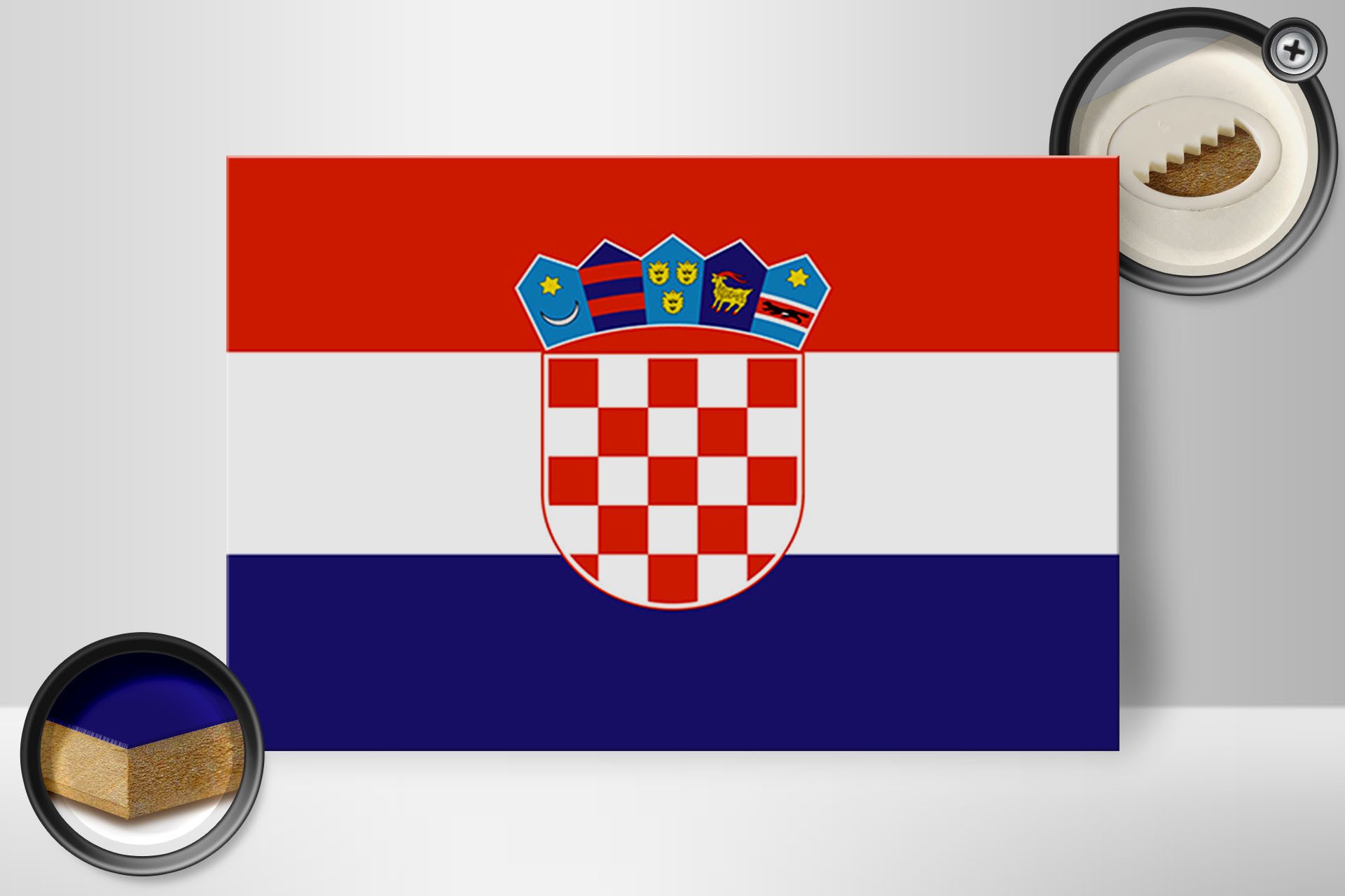 Femer GmbH Holzbild Flagge Kroatiens 30x20cm Flag of Croatia, Flaggen (1 St), Glatte Holzfaserplatte (MDF), vorn beschichtet