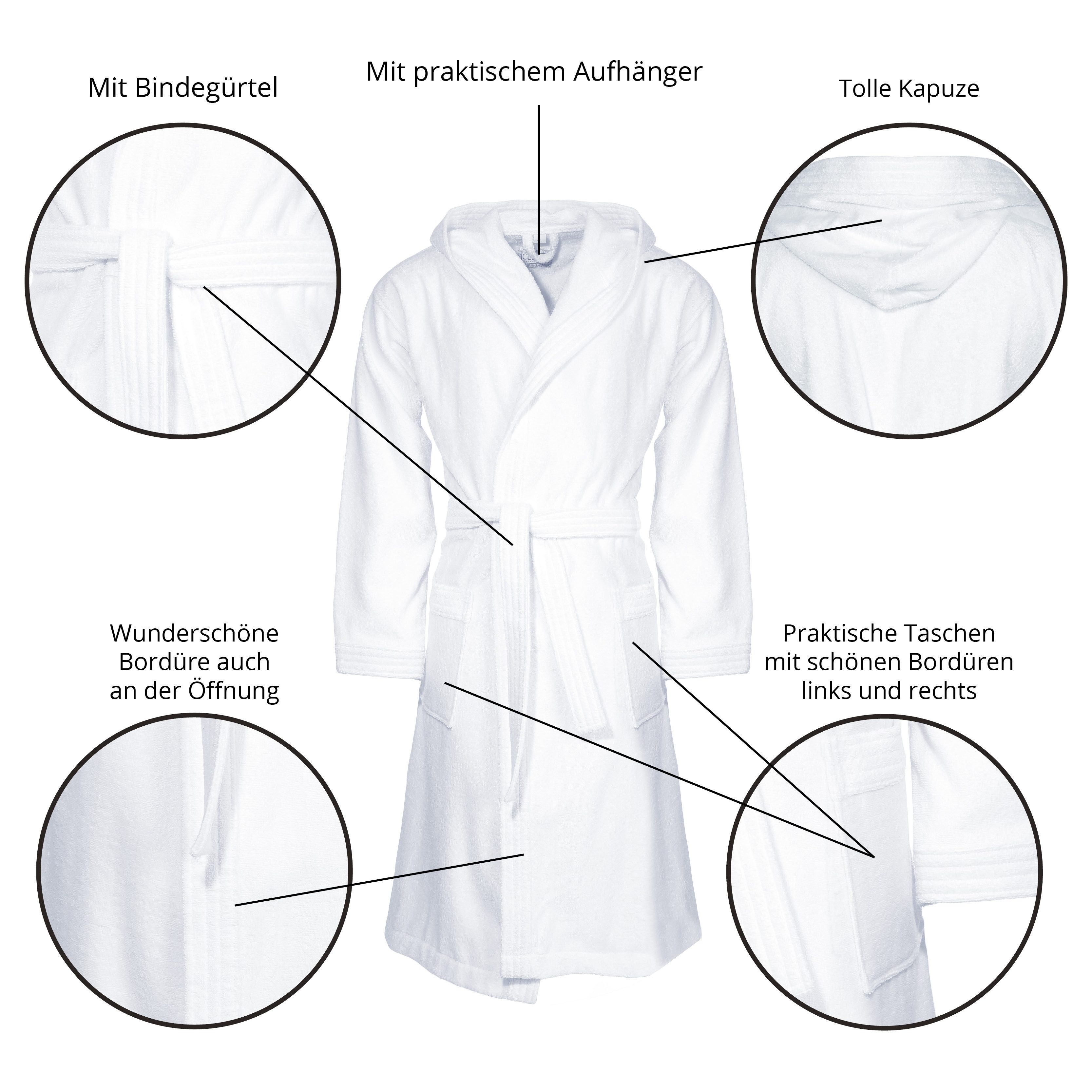 CLASS HOME COLLECTION Unisex-Bademantel mit Kapuze – Baumwoll-Frottee Morgenmantel für Damen & Herren, klassisch, 100% Baumwolle, Kapuze, Binde Gürtel, Mit Kapu – Bild 5 von 5