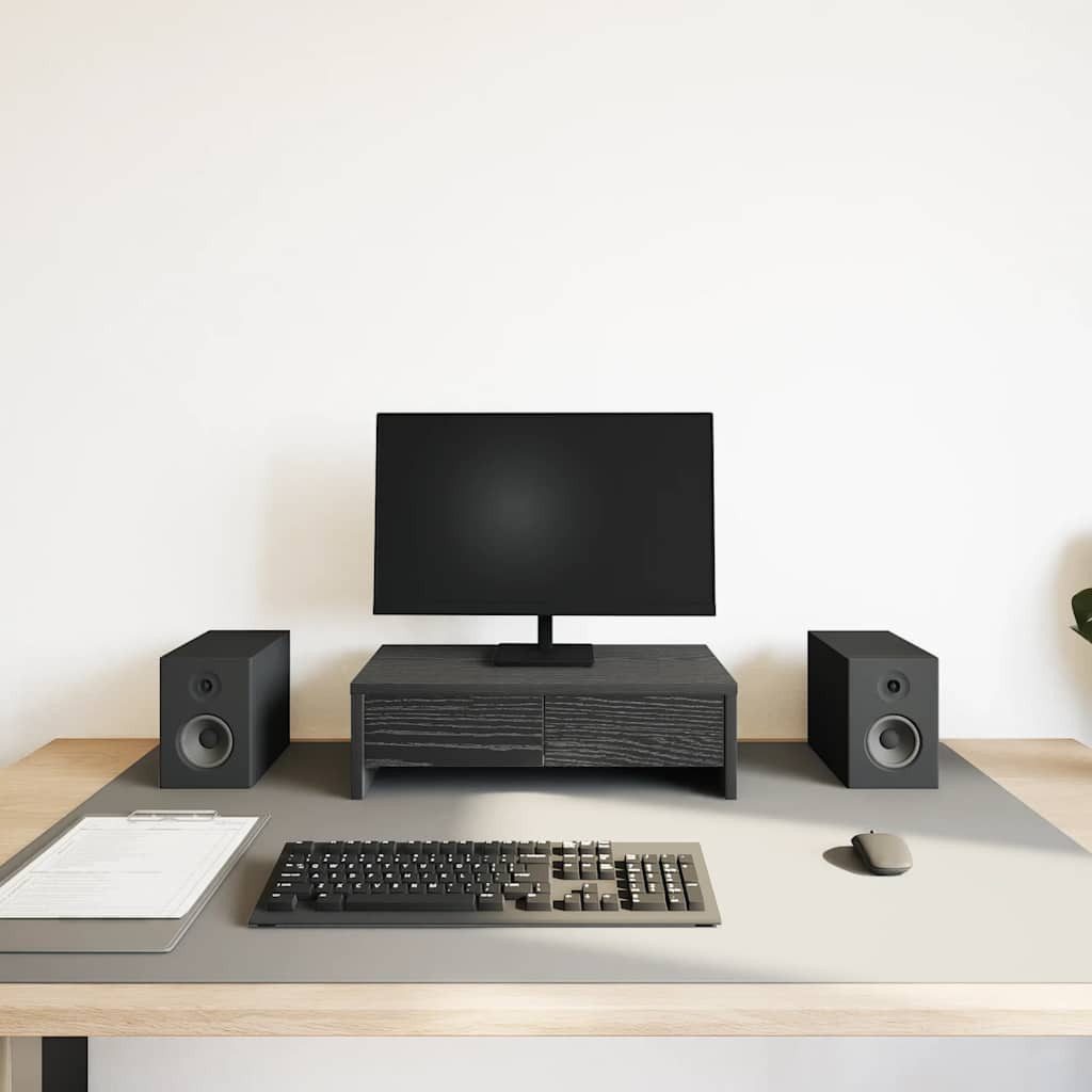 vidaXL Computertisch Monitorständer mit Schubladen Schwarz günstig online kaufen