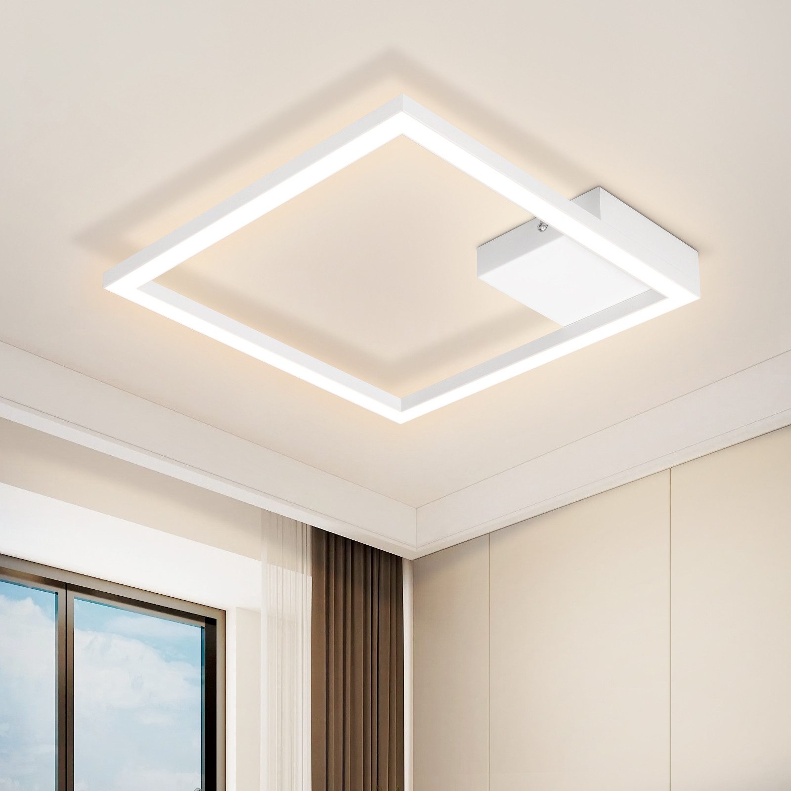 Nettlife LED Deckenleuchte Flur Wohnzimmer Schwarz moderne Kristall Deckenlampe 12/24W, LED fest integriert, Warmweiß, ohne Kristalle 12W 29.4*29.4*3.8cm für Wohnzimmer Flur Schlafzimmer