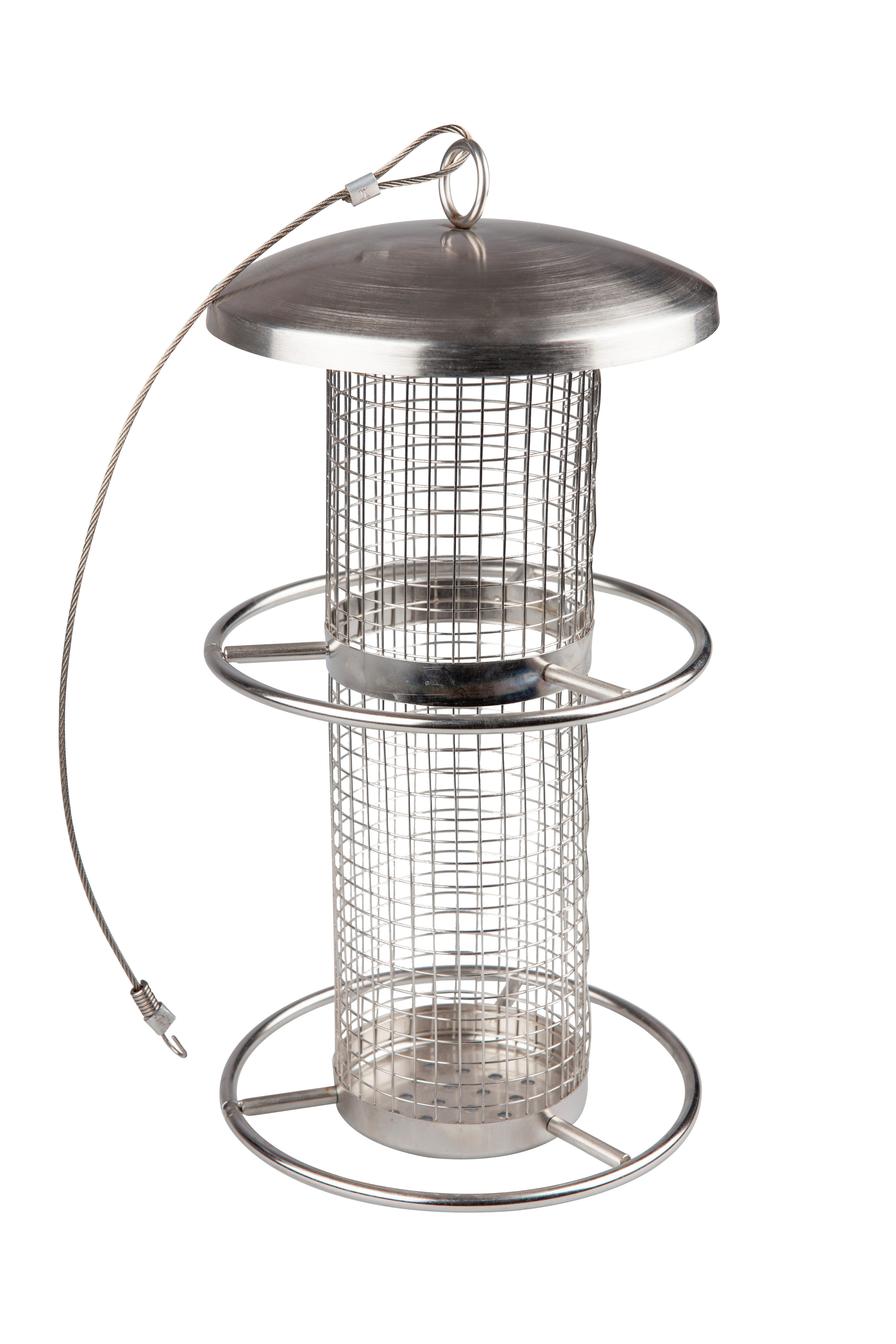 Windhager Futterhaus Pick-Up, Futterspender aus wetterfestem Edelstahl, Futterstation inkl. Aufhängung, Füllmenge ca. 0,9L, 14 x 14 x 28cm