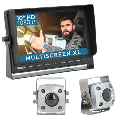 VSG24 10" Rückfahrsystem IP69K EXPERT XL 1080P HD Monitor, 2 x 155° Rückfahrkamera (Schwerlast Set mit Multianzeige Monitor für AGRAR LKW Transporter WOMO)