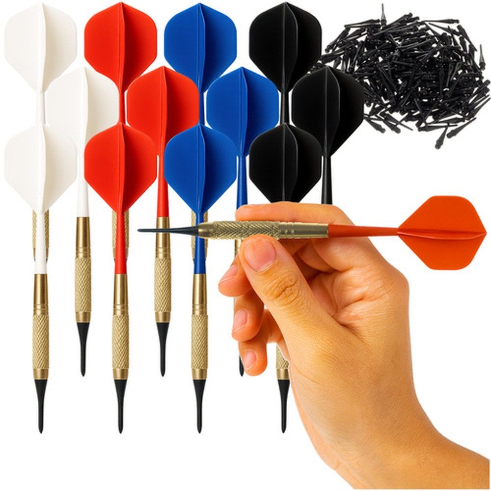 Trizand Dartpfeil Darts-Set Spitzen Flights, Mit 18 g Gewicht optimal ausbalanciert, sorgt für präzise Würfe