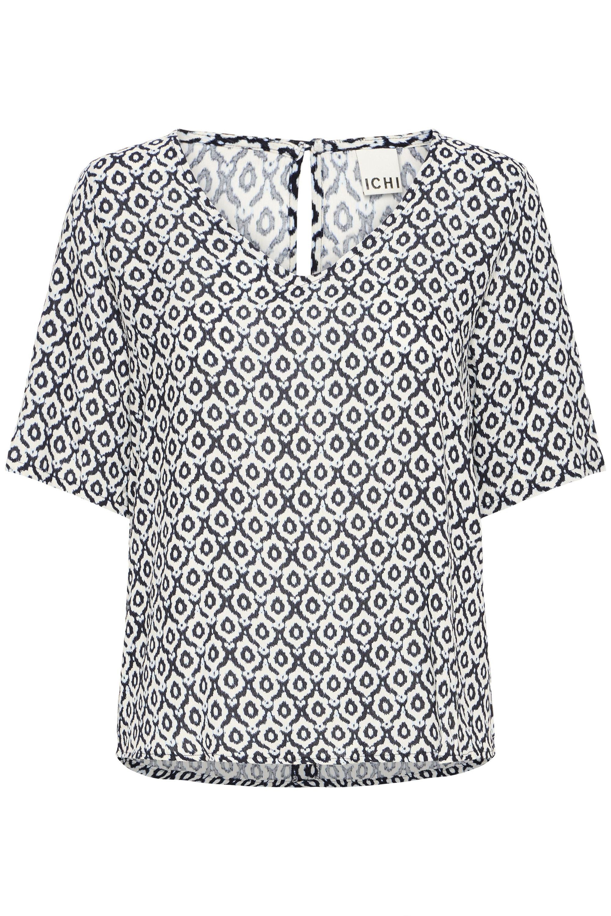 Ichi Kurzarmbluse IHMARRAKECH klassische gemusterte Bluse günstig online kaufen