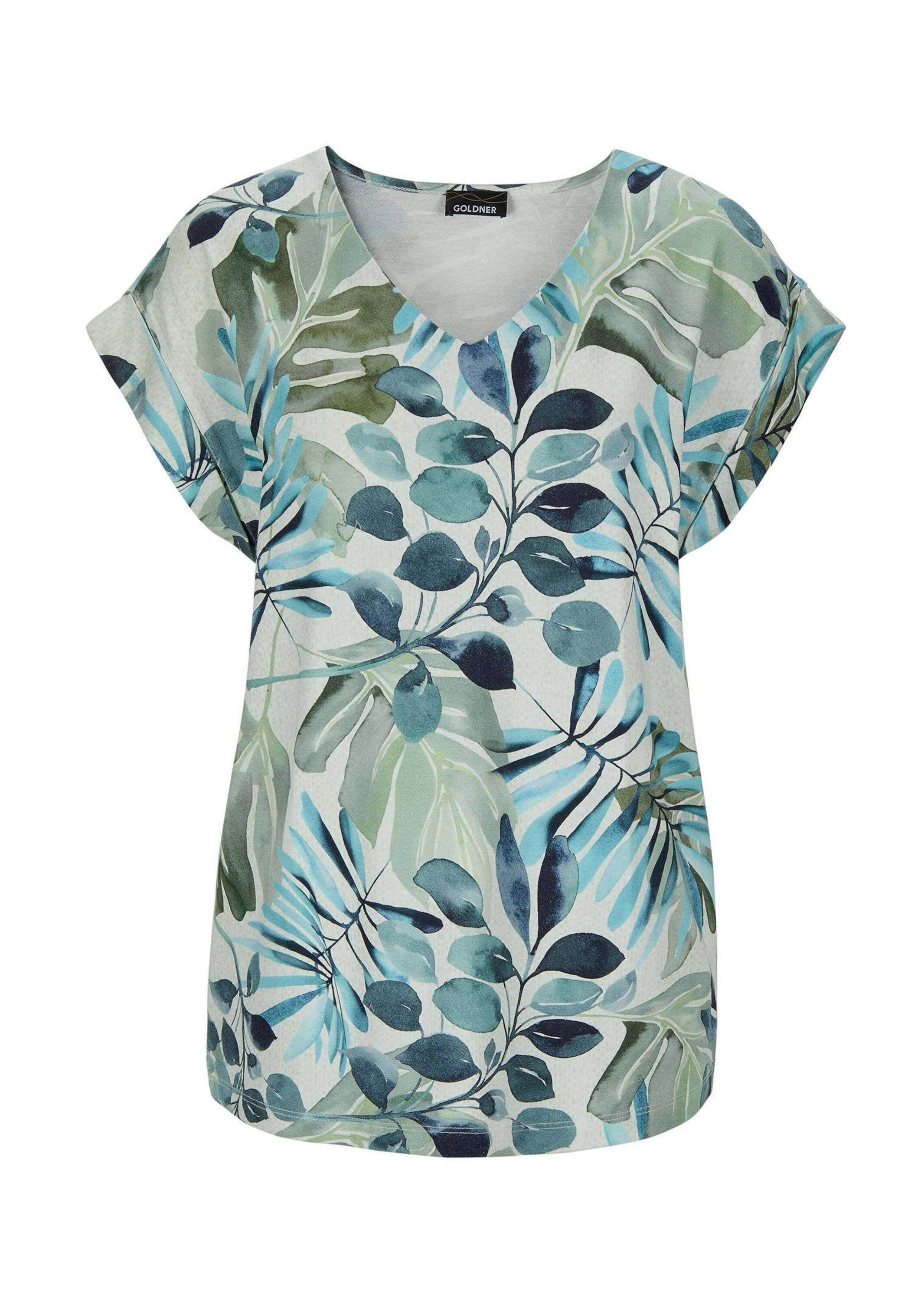 T-Shirt Sommershirt mit Print, V-Ausschnitt
