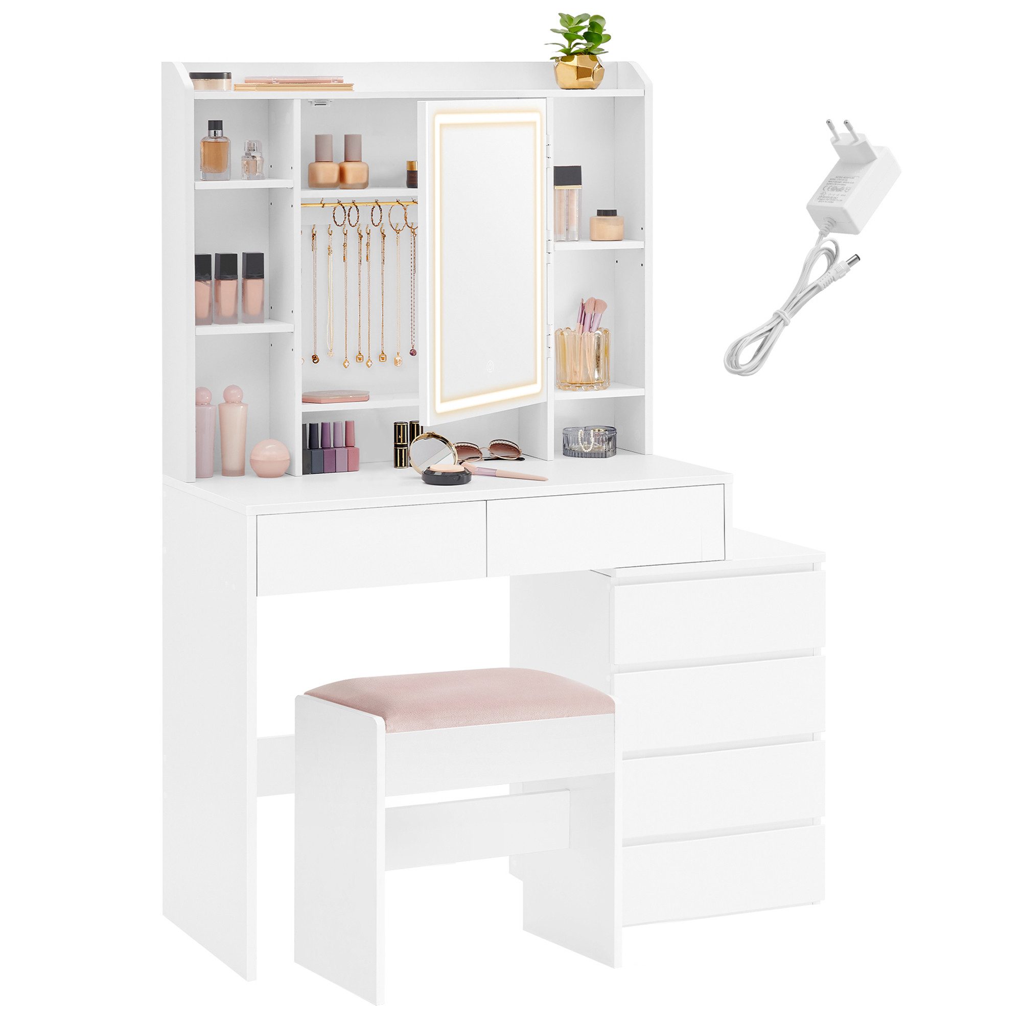 VASAGLE Schminktisch mit Spiegel, LED-Beleuchtung, einstellbare günstig online kaufen