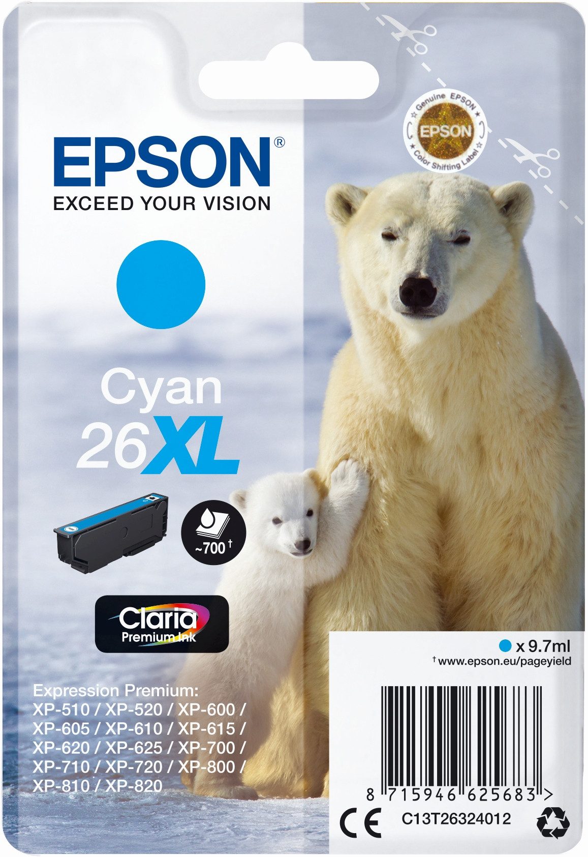Tintenpatrone Epson T2632 cyan (10 Stück) Nachfülltinte