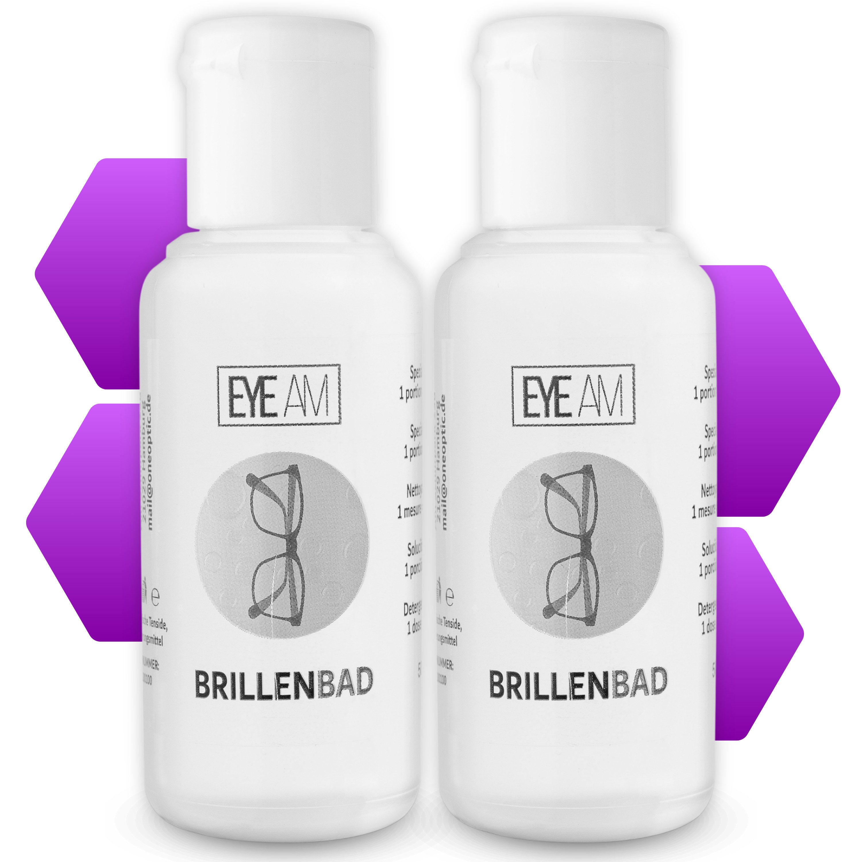 EyeAm EyeAm Brillenreiniger – Nachfülllösung für das Brillenbad, Glasreiniger (Ideal für das Freiblick Brillenbad 2x50ml)