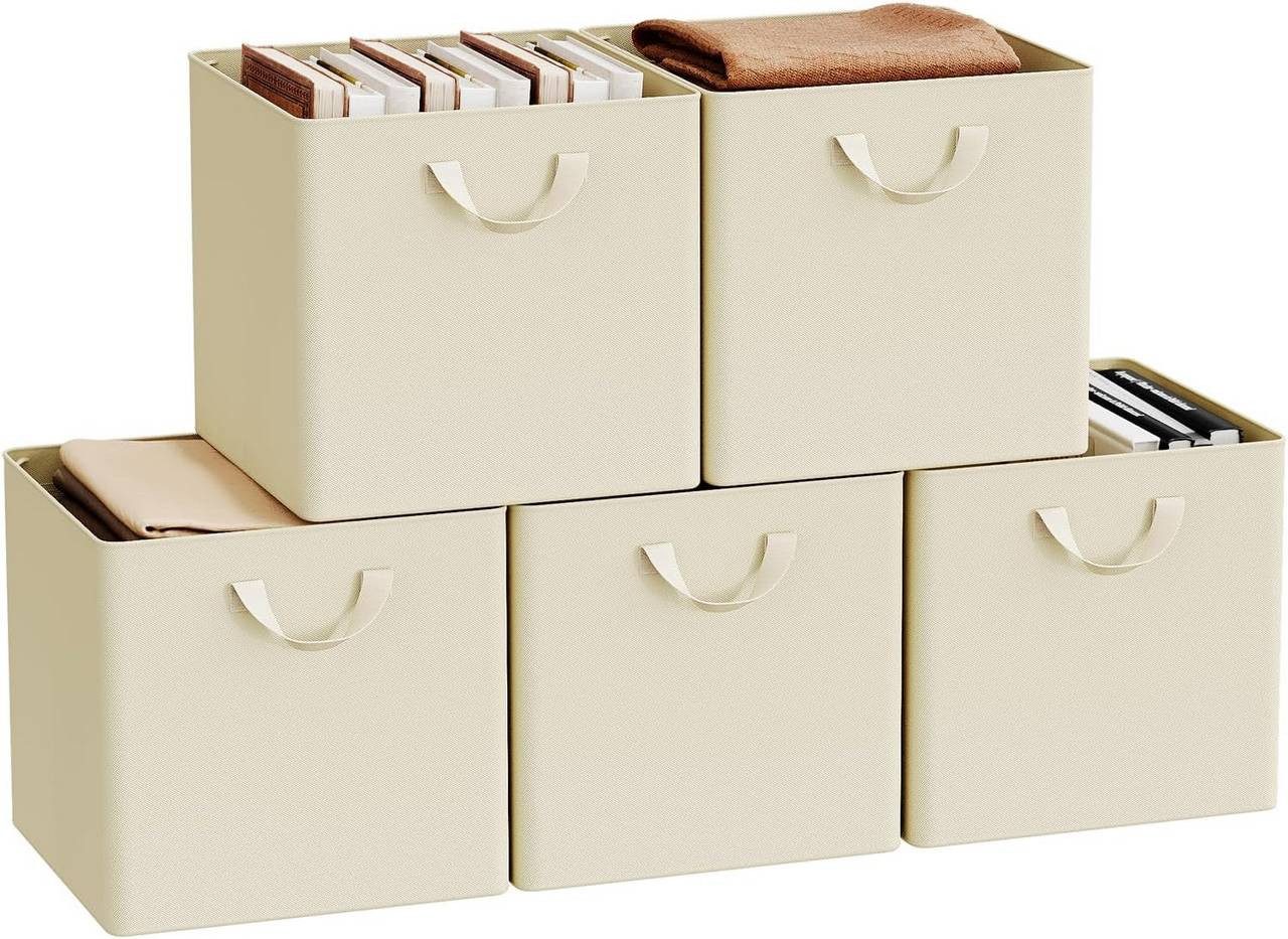 Woltu Aufbewahrungsbox (5 St), faltbare Stoffboxen 5 Stück, mit Griffen Metallrahmen