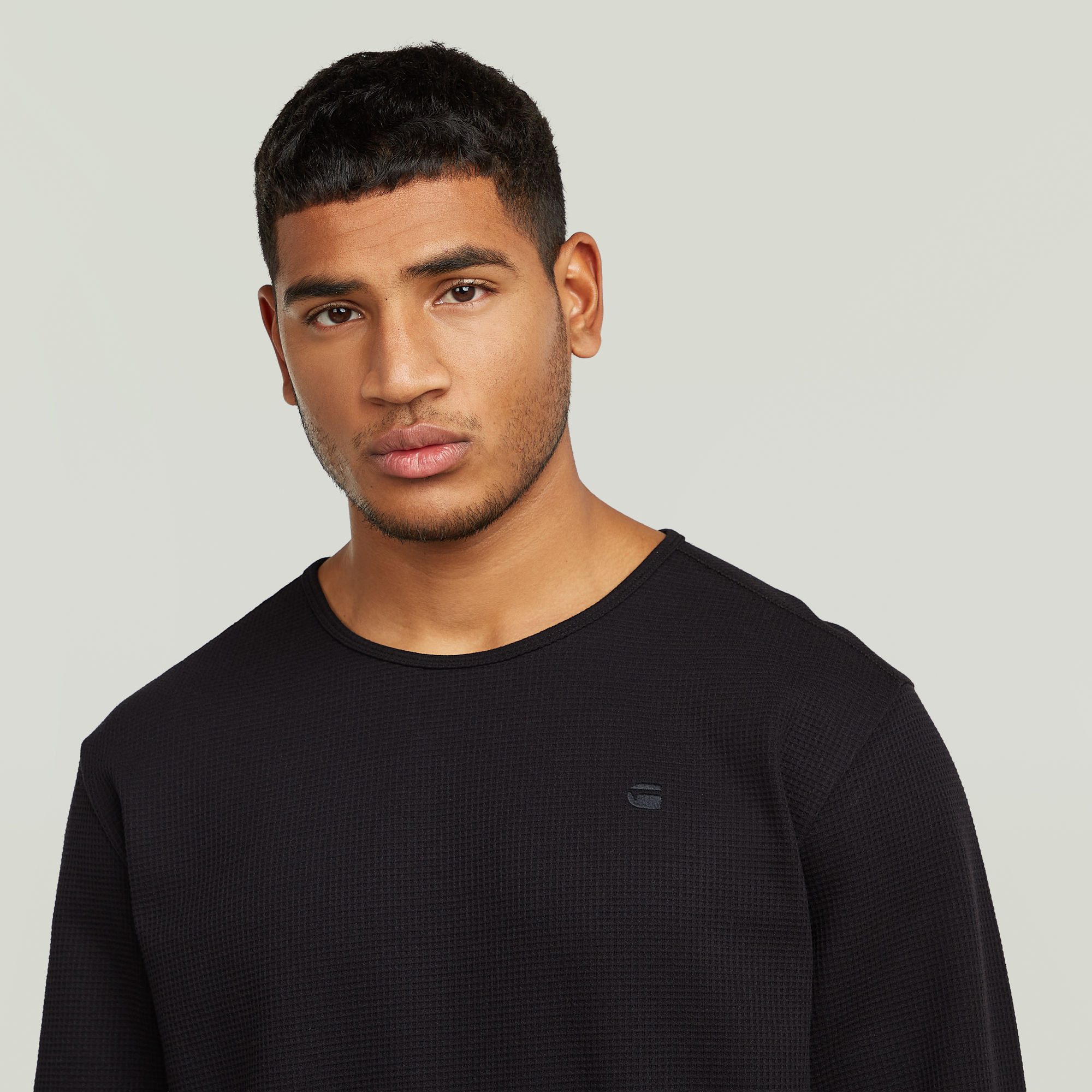 G-STAR Longsleeve Structured Tweeter in Waffel-Struktur, mit Logostickerei