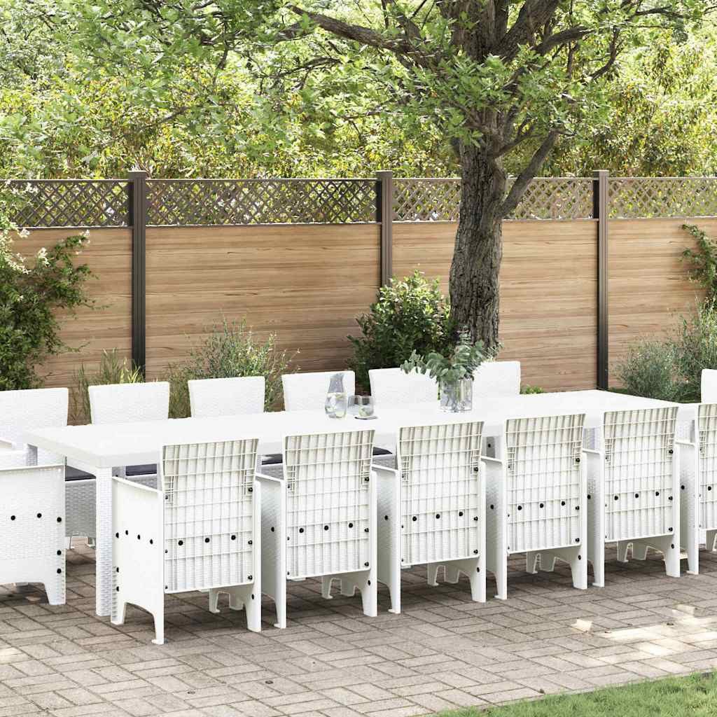 vidaXL Gartenlounge-Set Garten Essgruppe 15 Stk. Weiß Polt Rattan, (15-tlg)