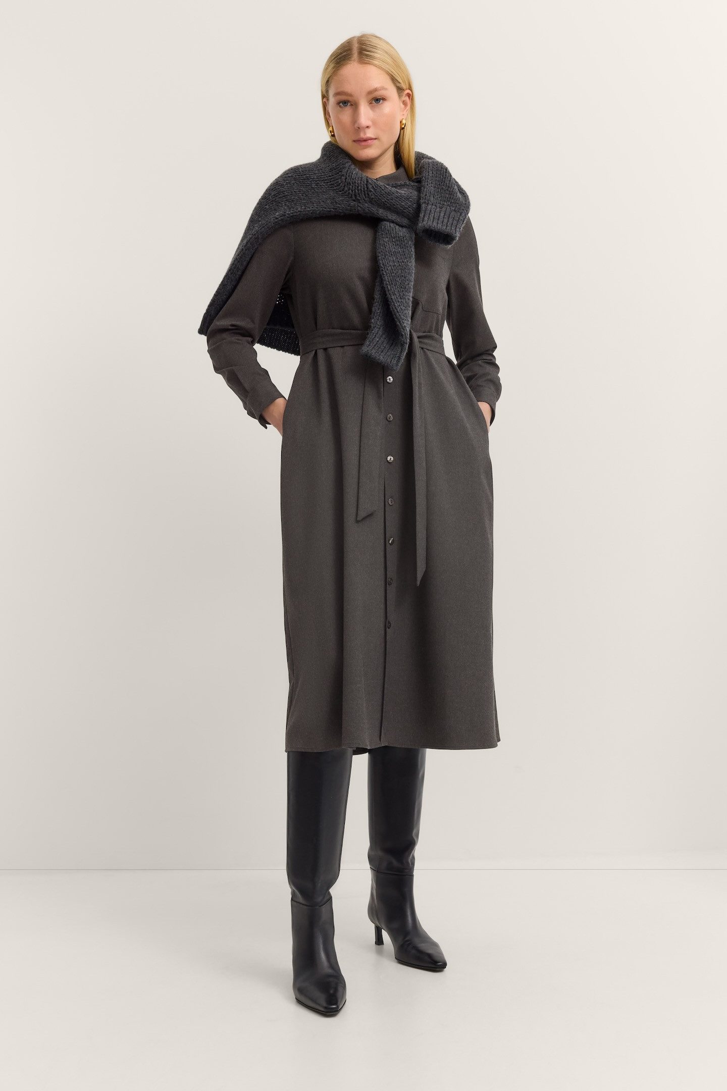 bugatti Blusenkleid Stretch-Mix mit Bindegurt und günstig online kaufen