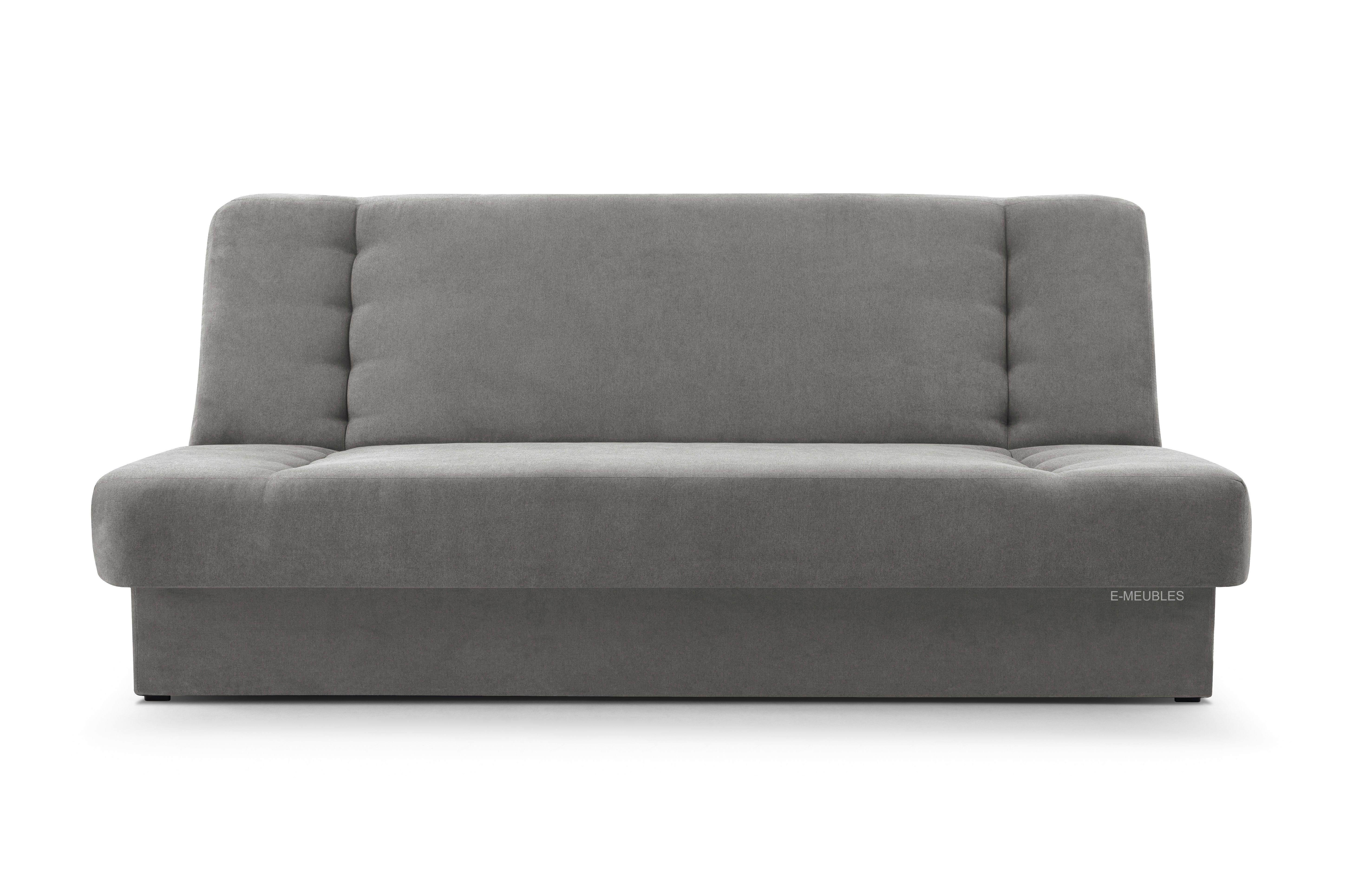 90 - Schlafsofa Sofagarnitur und Polstersofa für -, - Klappsofa Wohnzimmer Clic-Clack Cyprus, MOEBLO mit Federkern 120x190x90cm Bettkasten Sofa SORO Grau Couch Schlaffunktion Kippsofa